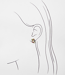 A colorful gemstone earring is placed on a minimalist line drawing of a woman's profile against a plain white background. carousel Product Image 2