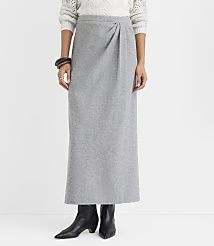 A person wearing a white sweater, a long grey skirt, and black boots stands against a plain white background. carousel Product Image 2