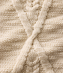 A thick, cream-colored cable knit pattern crosses in the foreground over a textured, knitted background. carousel Product Image 5