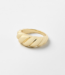A gold twisted ring sits centered on a plain, light gray background. carousel Product Image 1