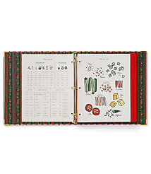 An open recipe binder with measurement references and knife cut guides sits against a plain white background. carousel Product Image 4