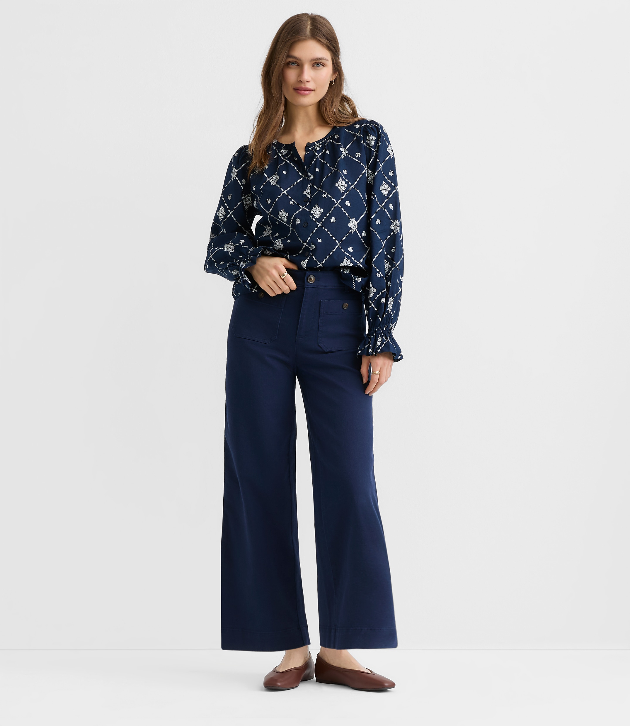 Palmer Wide Leg Crop Pants in Twill