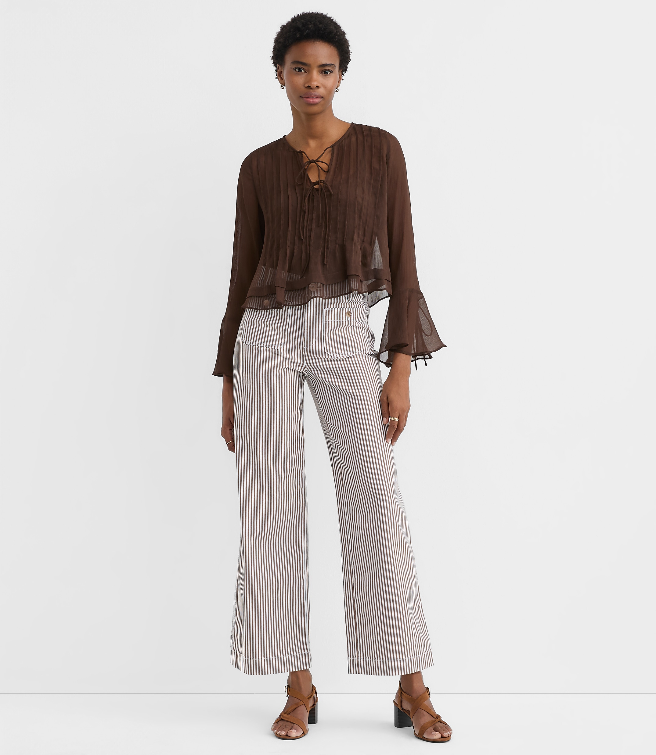Palmer Wide Leg Crop Pants in Stripe