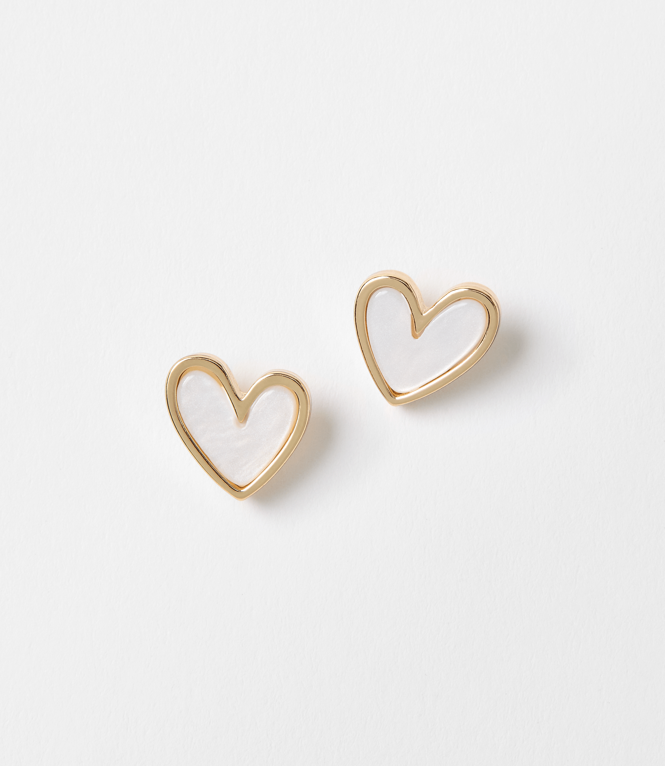 Mother of Pearl Heart Stud Earrings