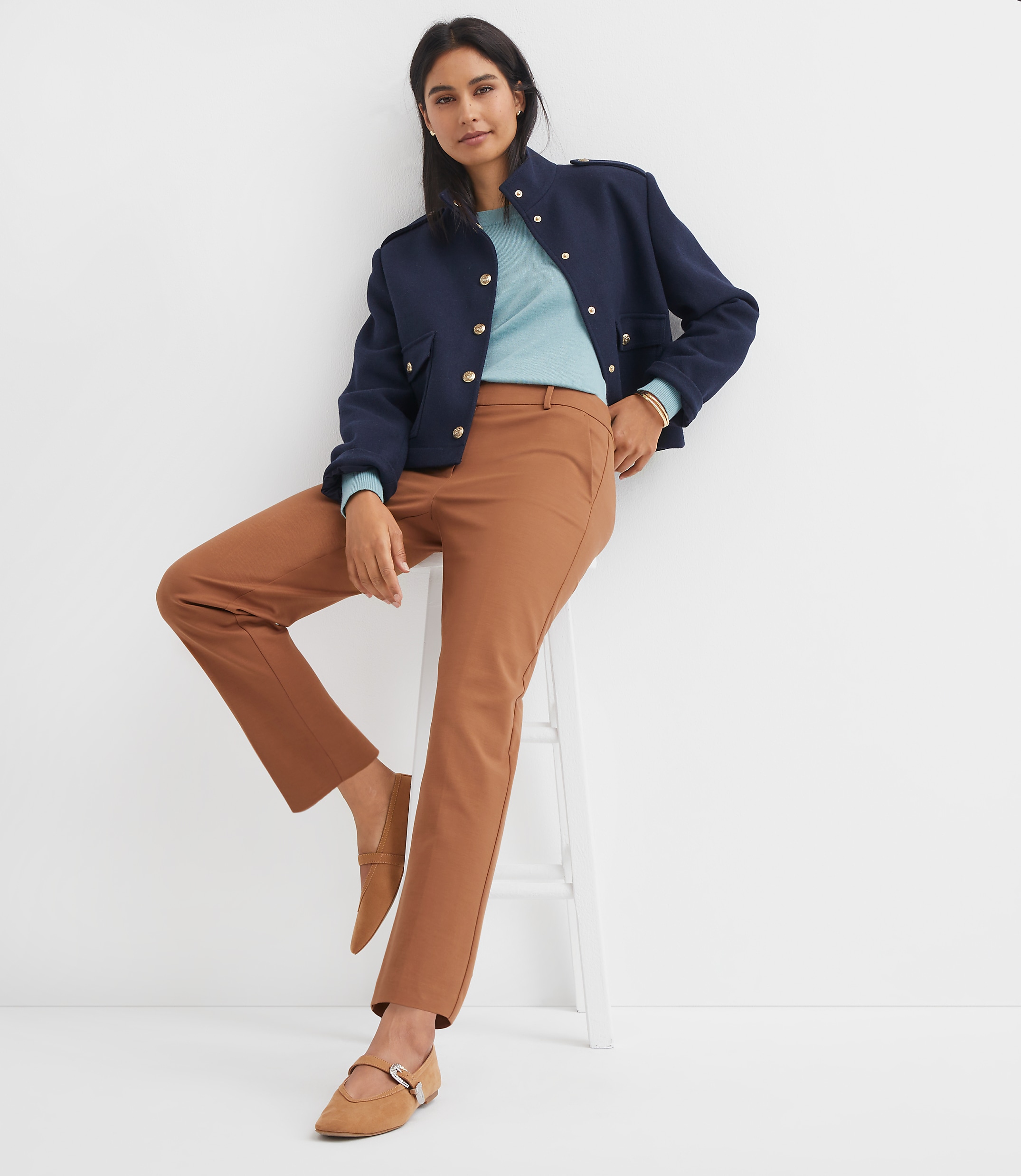 Petite Riviera Slim Pants in Doubleweave