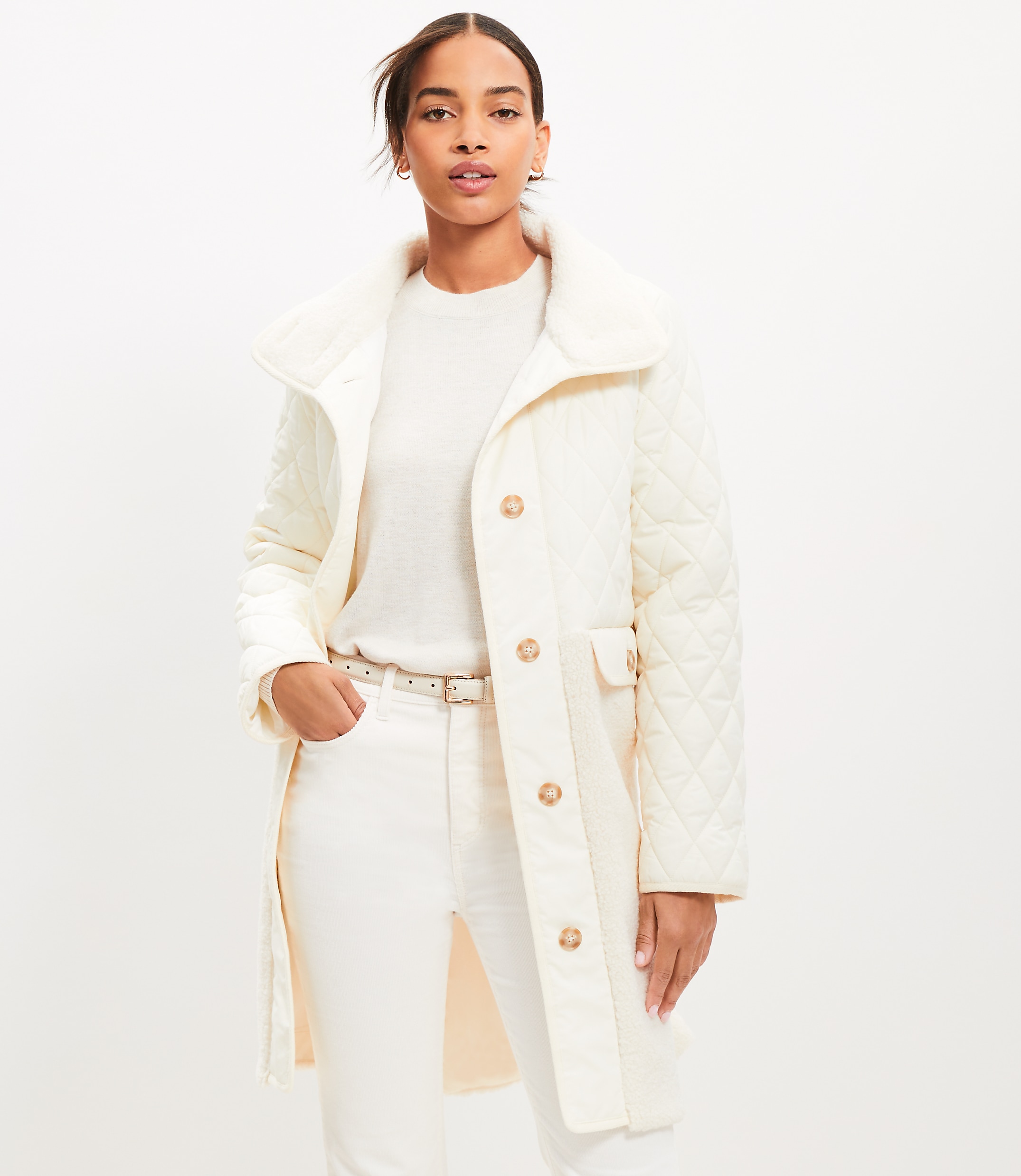 Shearling Mixed Media Coat