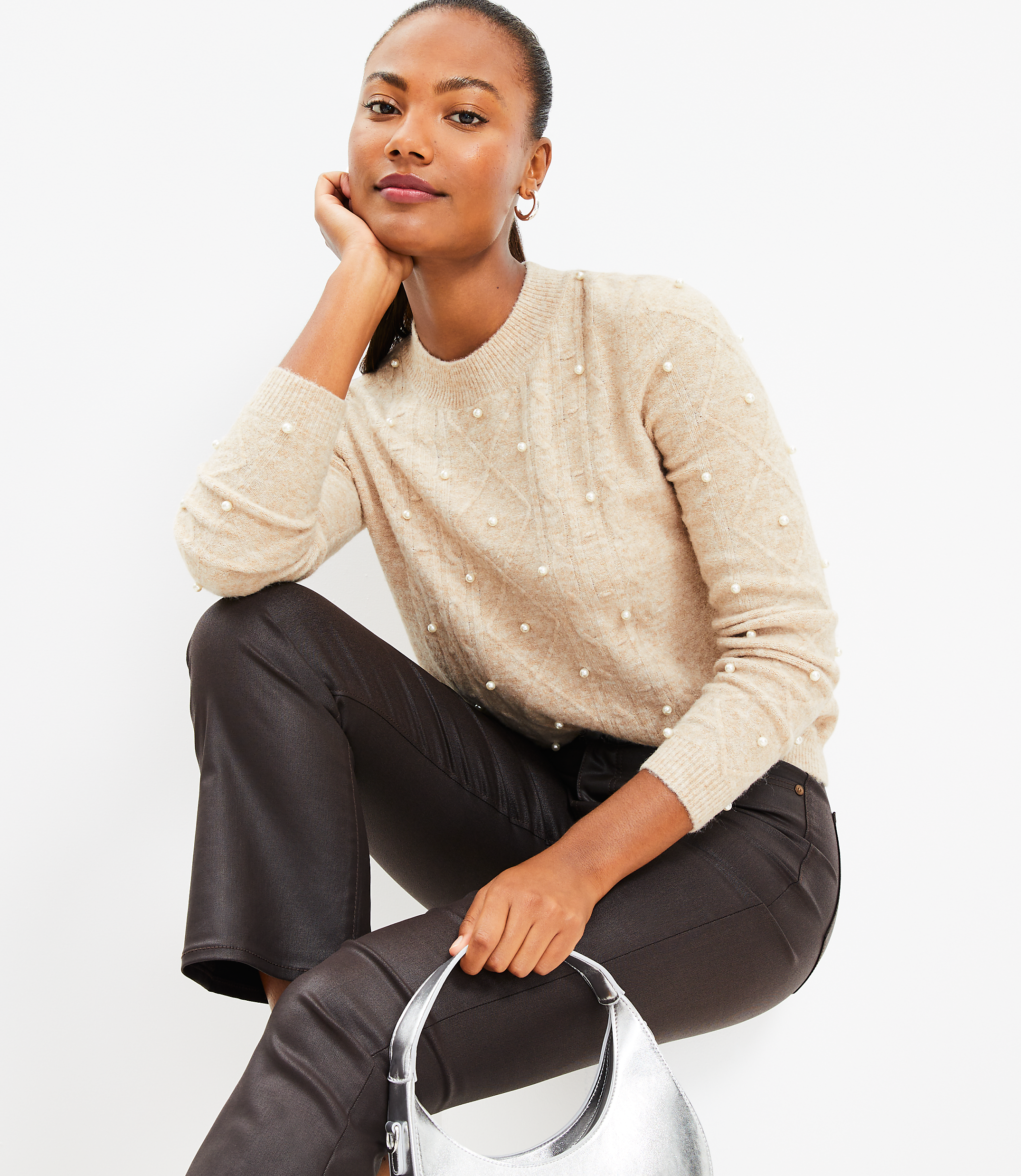 Pearlized Cable Sweater