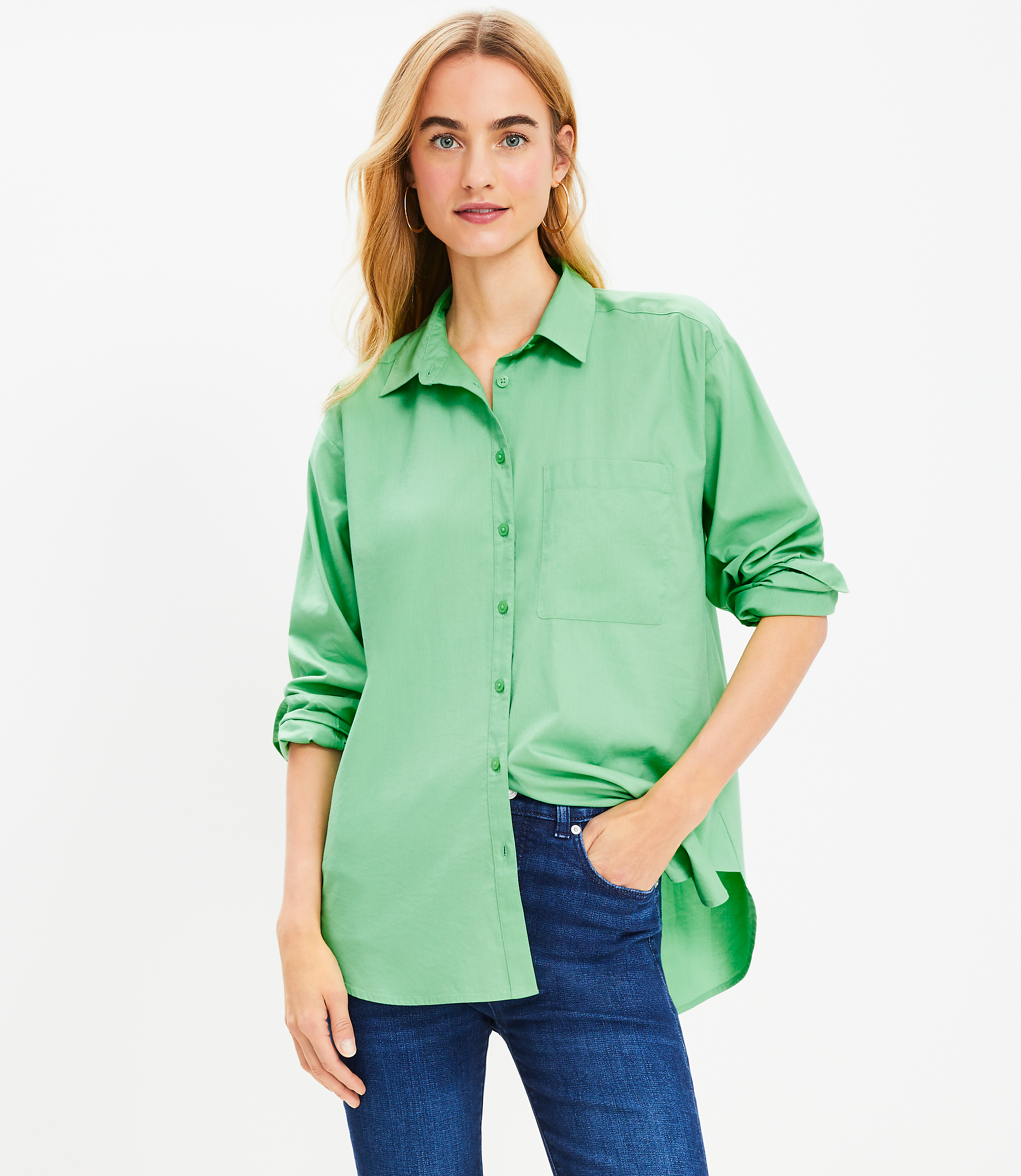 Cotton Blend Everyday Oversized Pocket Shirt