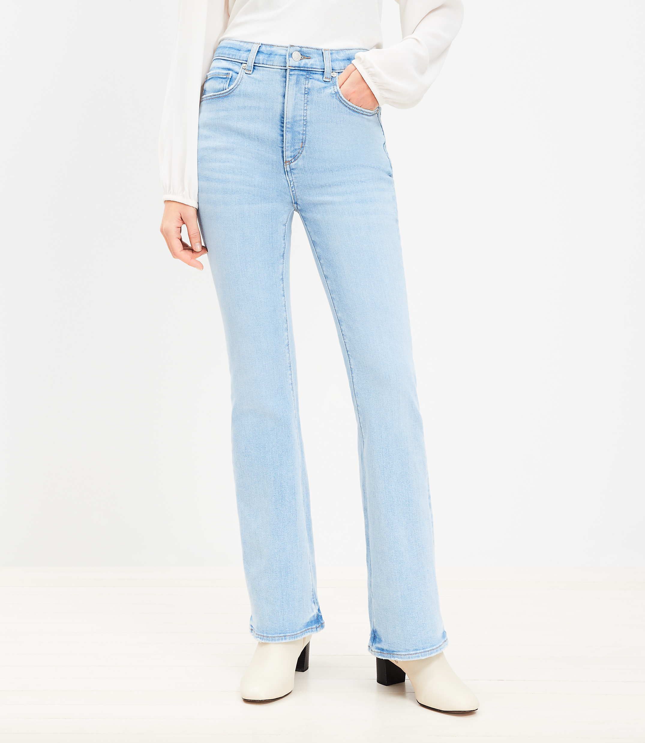 High Rise Slim Flare Jeans in Light Wash