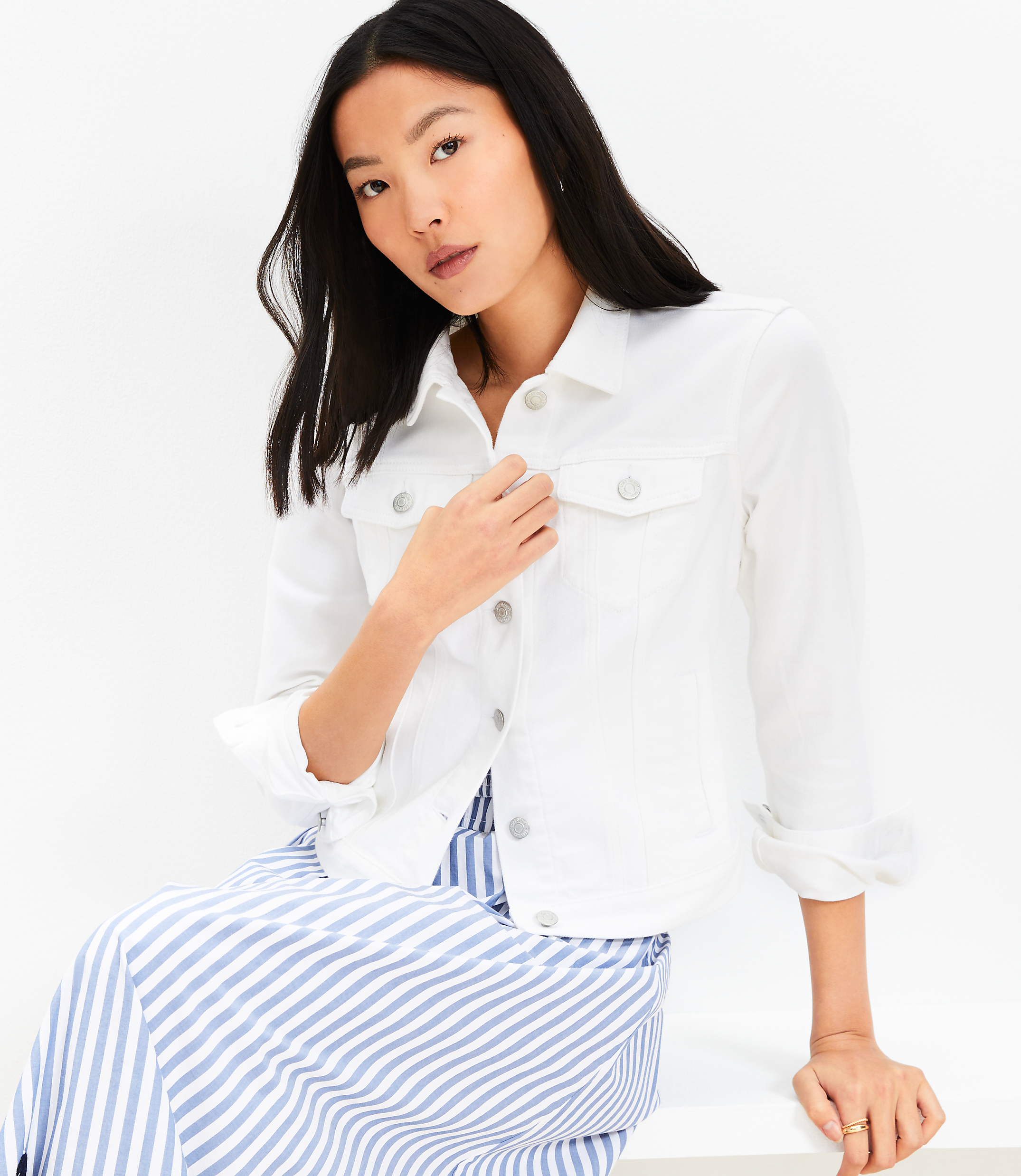 Denim Trucker Jacket in White