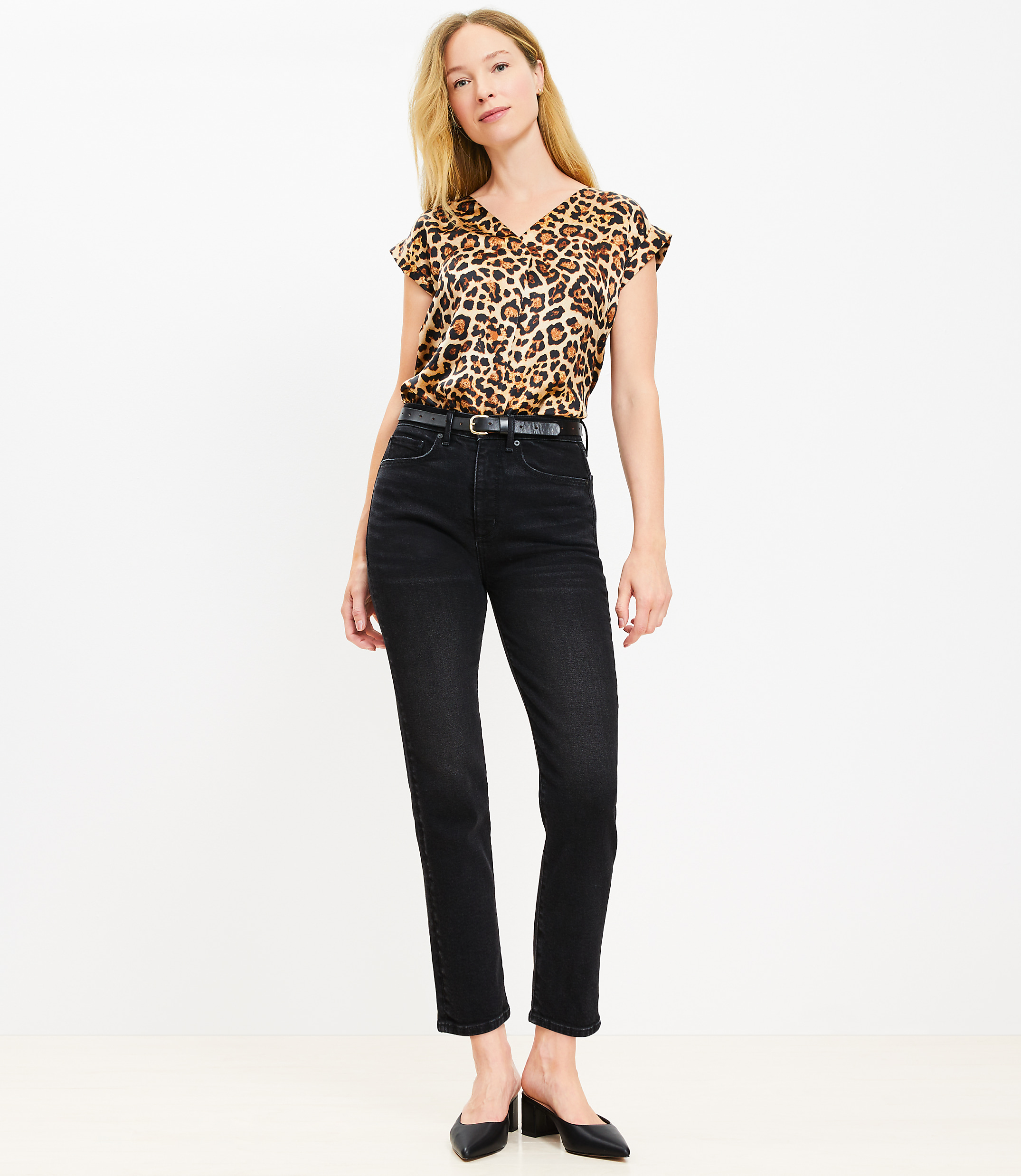 Petite High Rise Slim Jeans in Washed Black