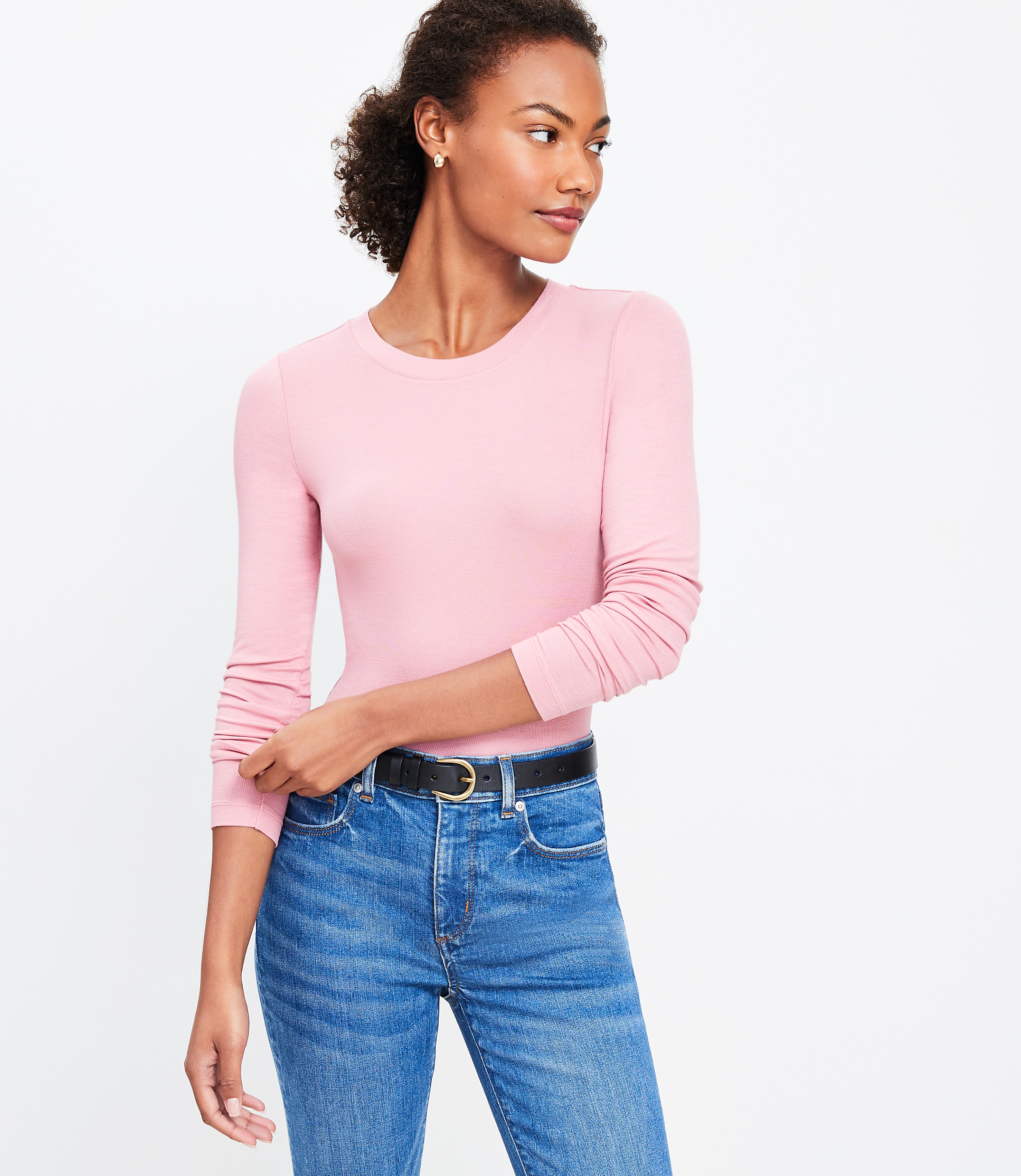Petite Long Sleeve Crew Neck Tee