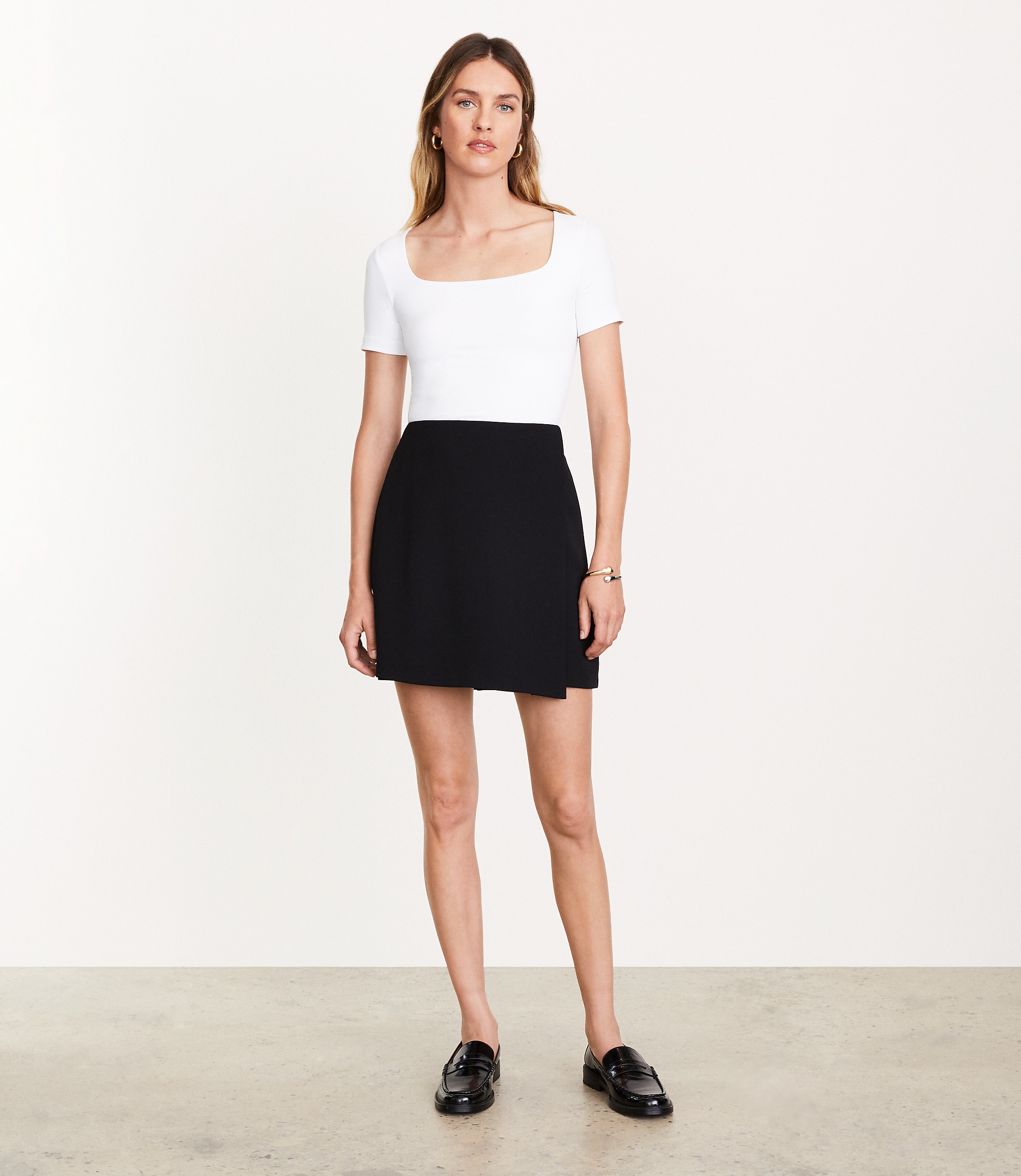 LOFT Versa Crepe Drape Mini Wrap Skirt