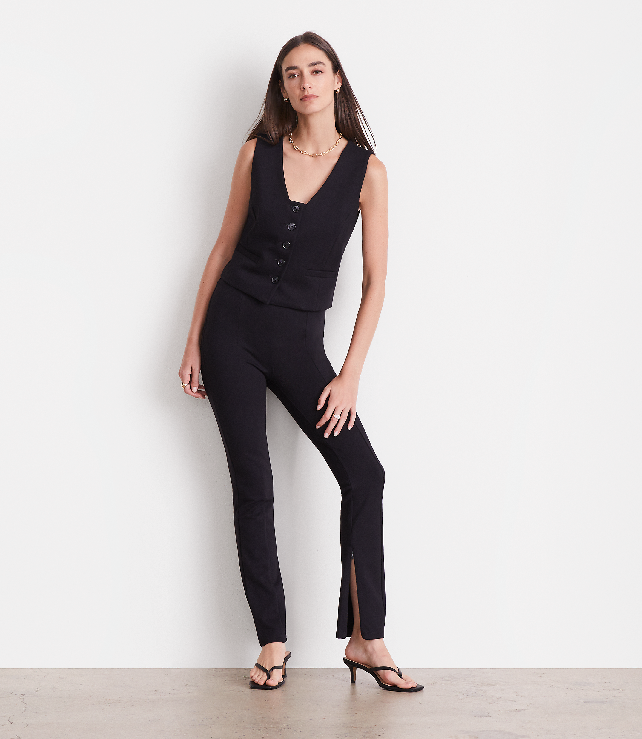 LOFT Versa Ponte Deluxe Split Hem Slim Pants