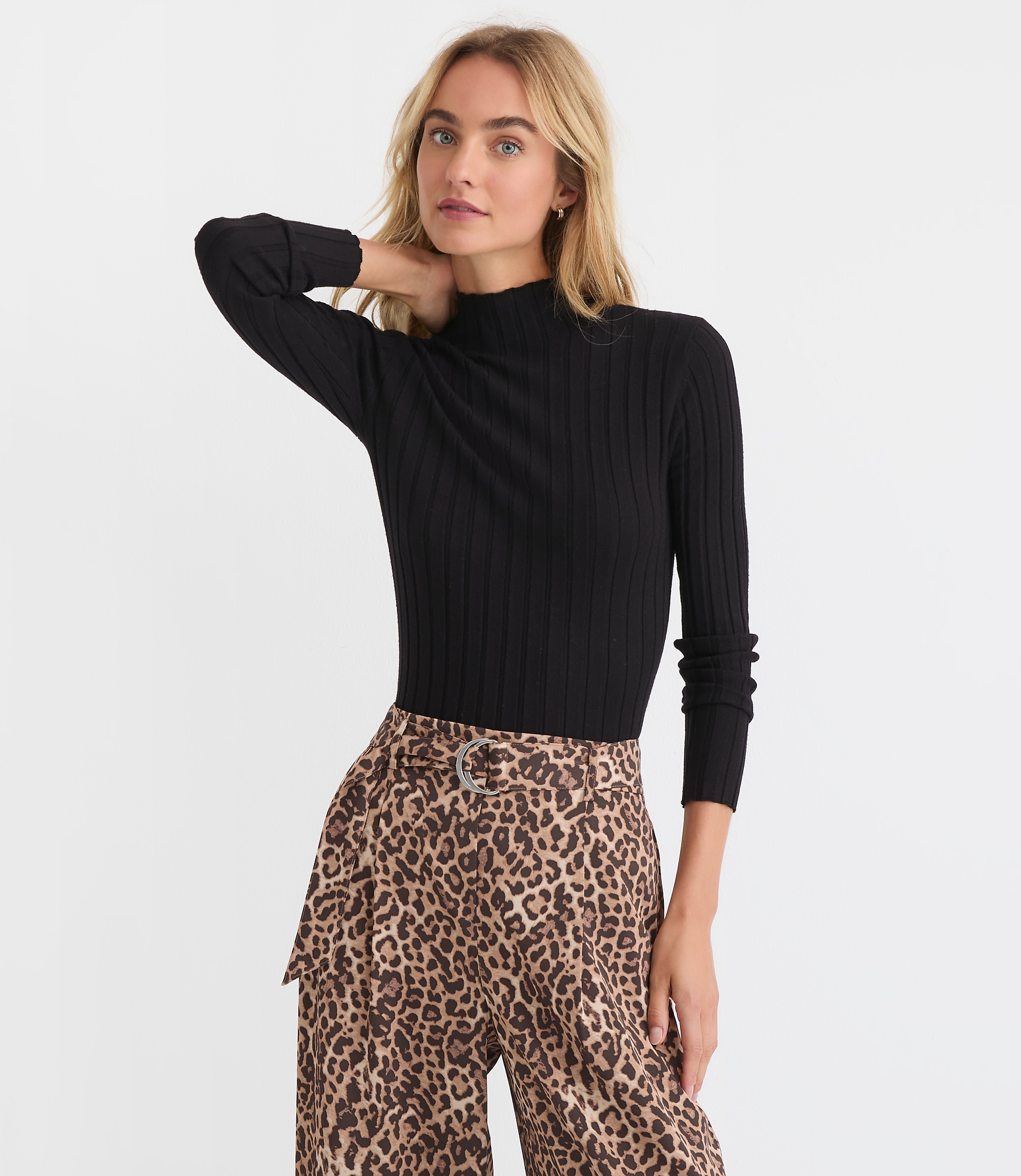 Ribbed Mock Neck Sweater