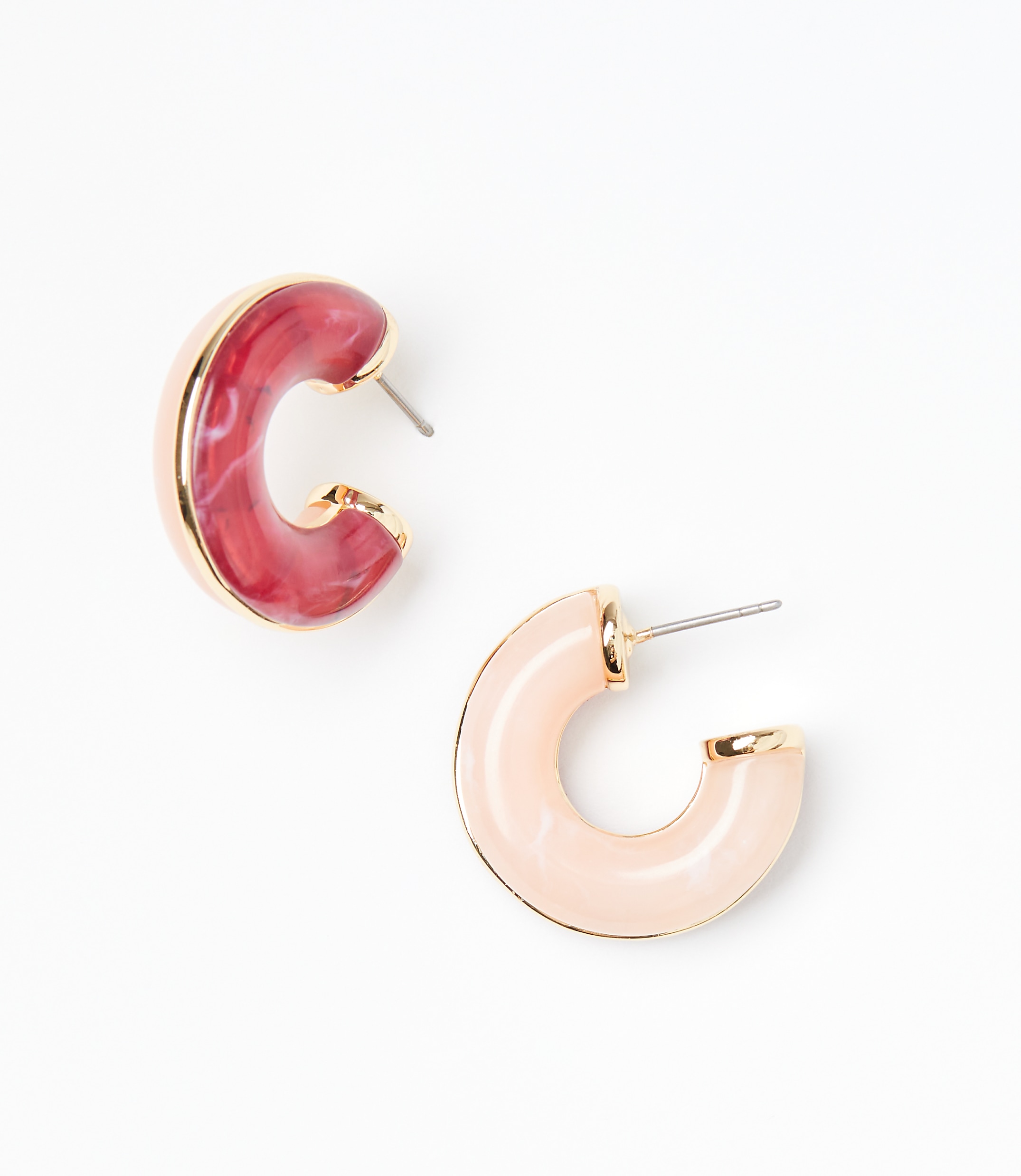 Two Tone Resin Hoop Earrings