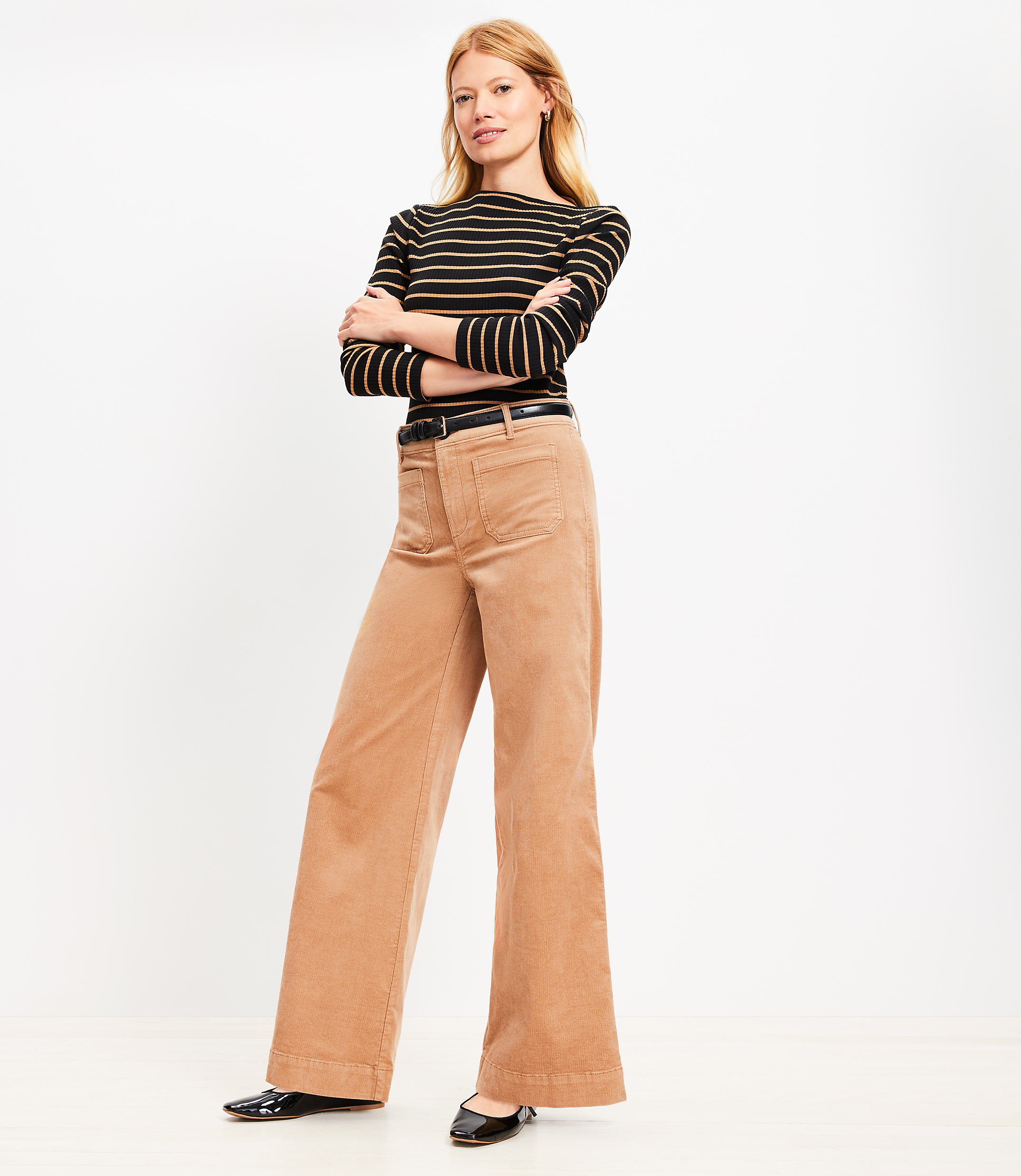 Petite Palmer Wide Leg Pants in Brushed Corduroy