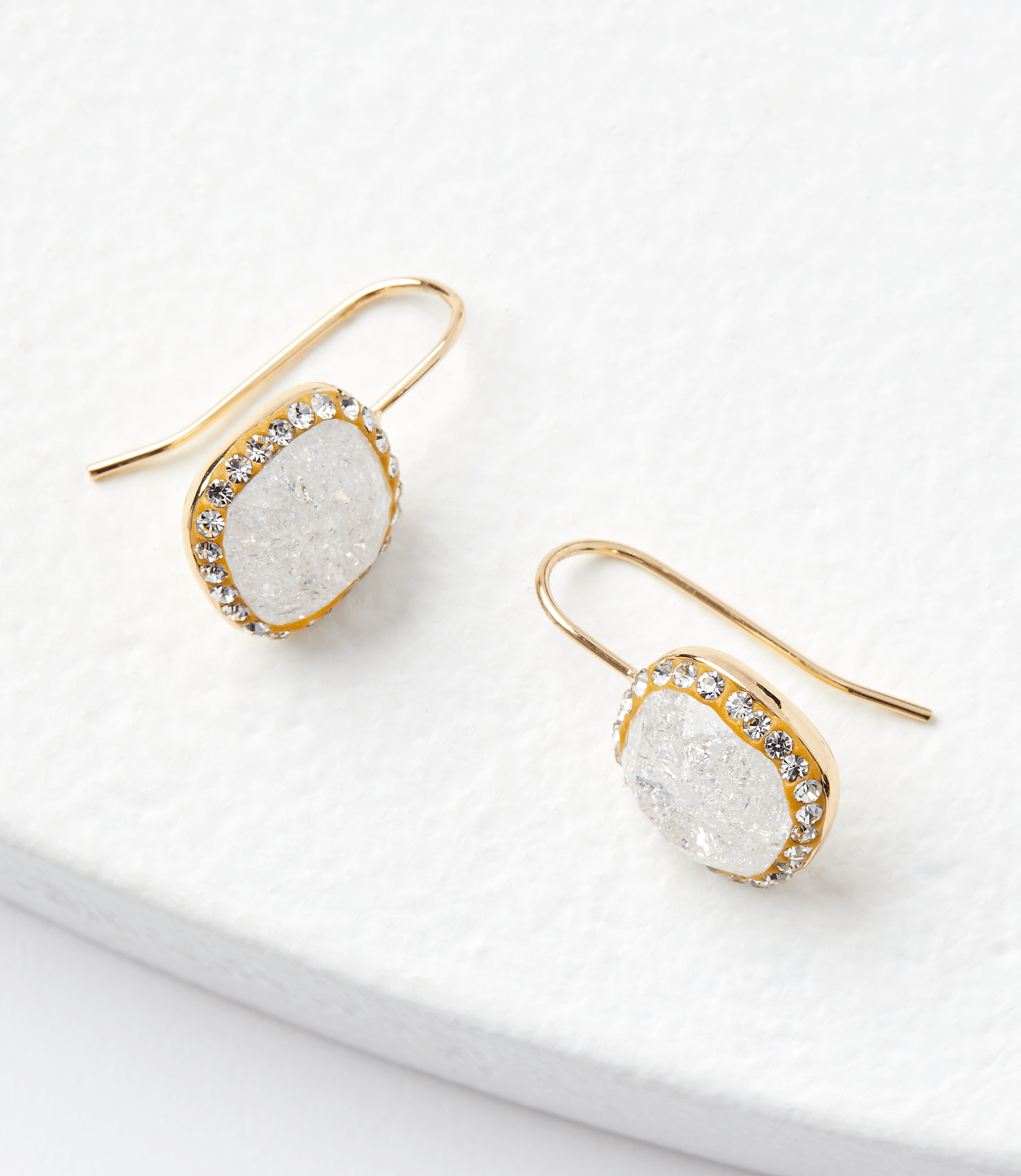 Pave Bordered Pull Through Earrings