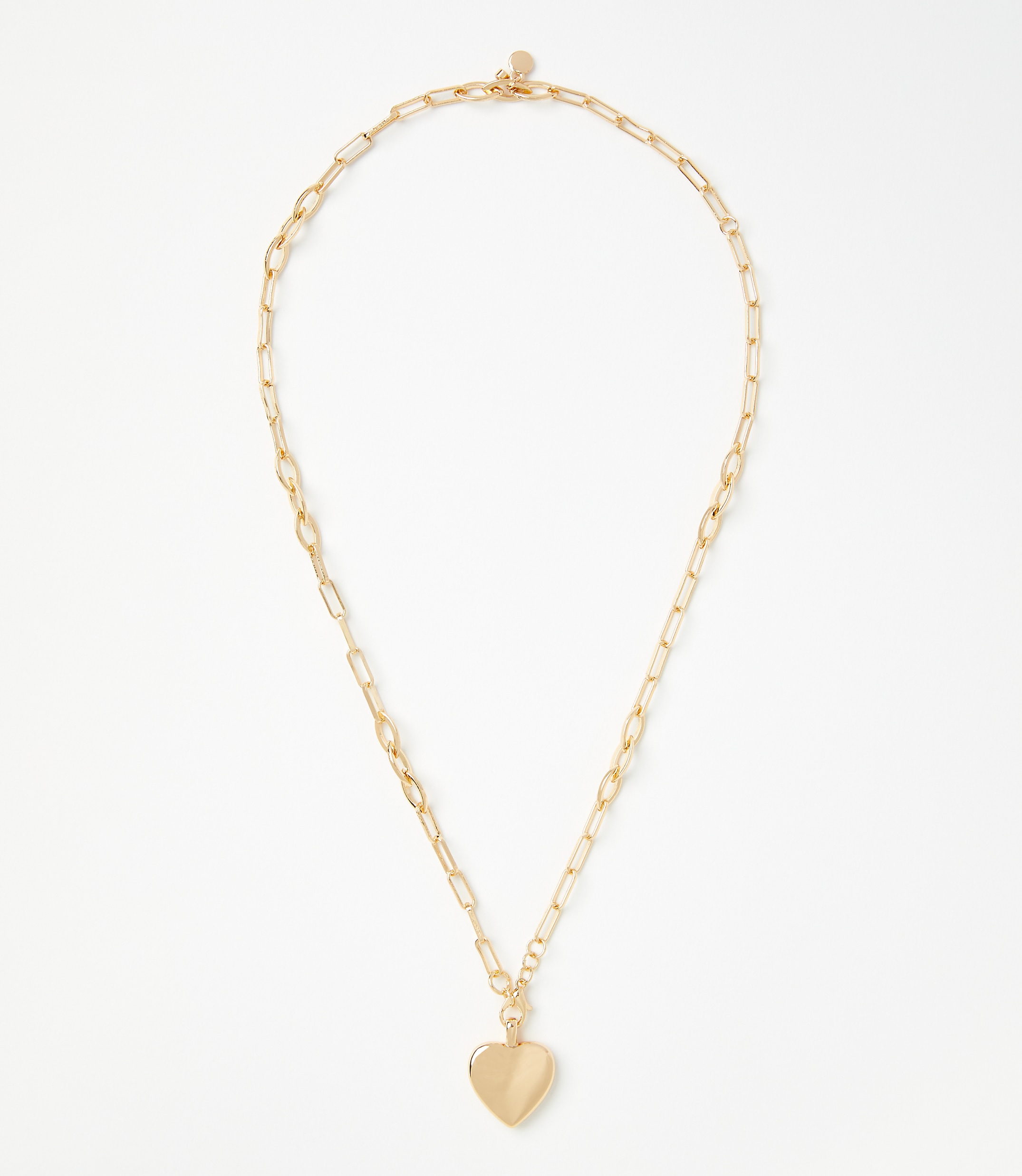 Puffy Heart Chain Link Pendant Necklace