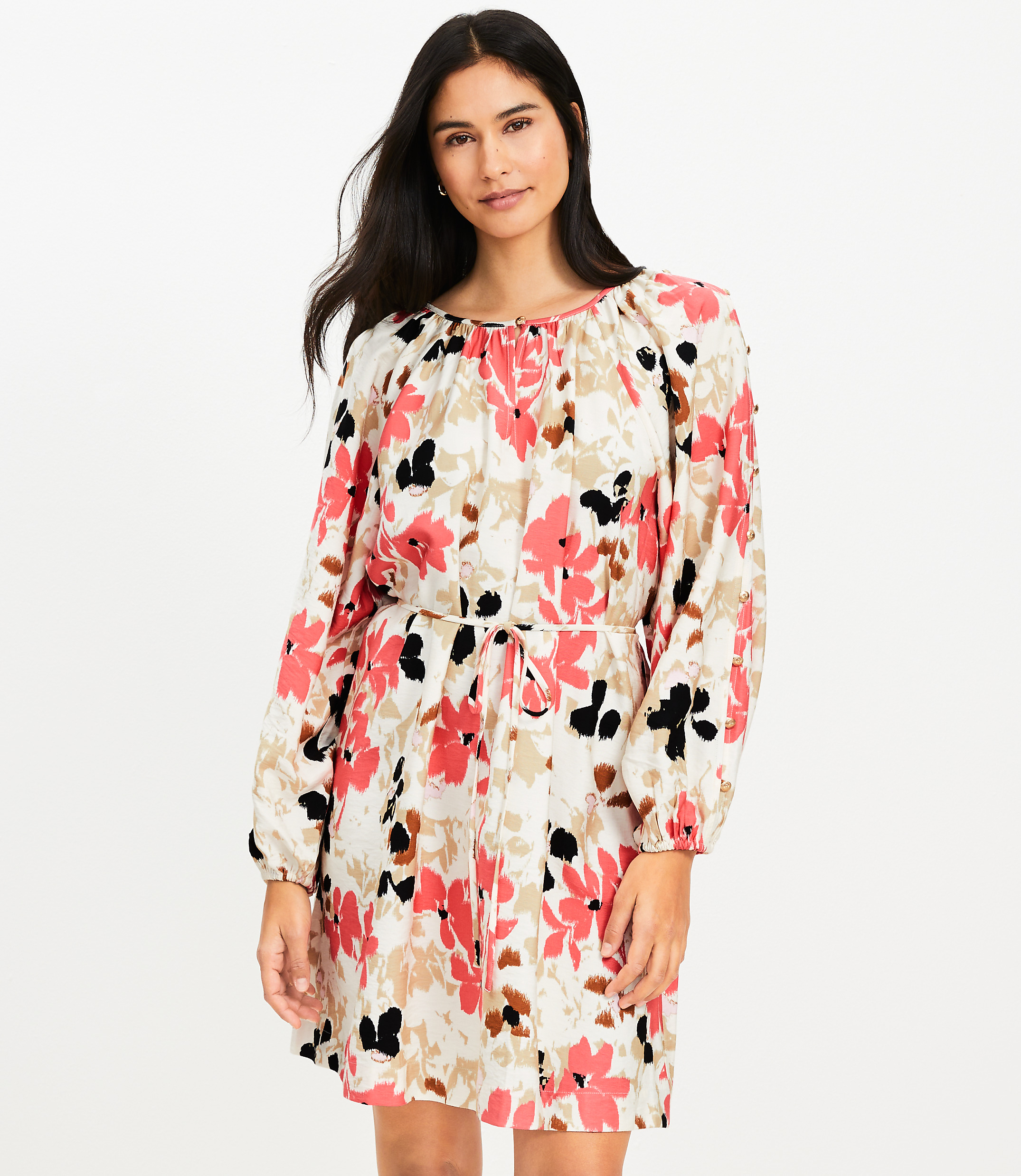 Petite Gardenia Button Sleeve Mini Dress