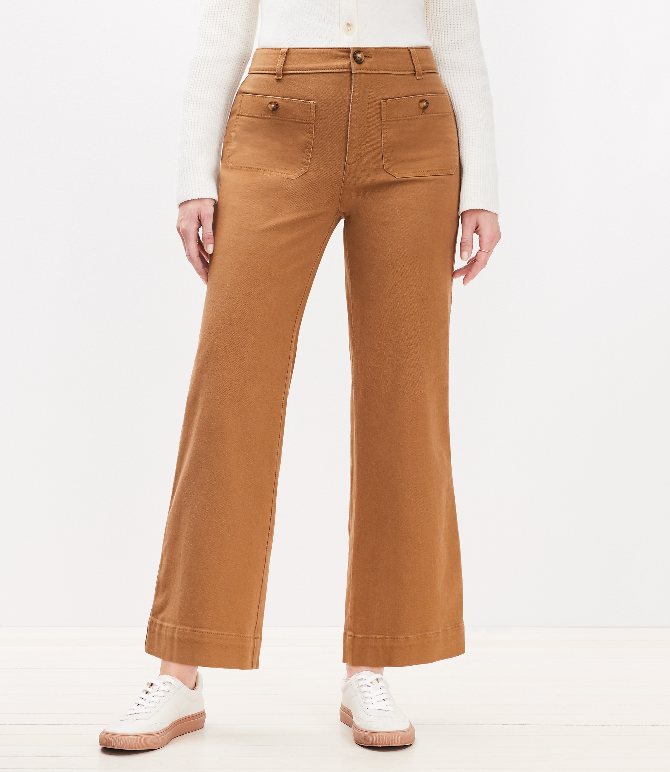 Petite Curvy Palmer Wide Leg Crop Pants in Twill