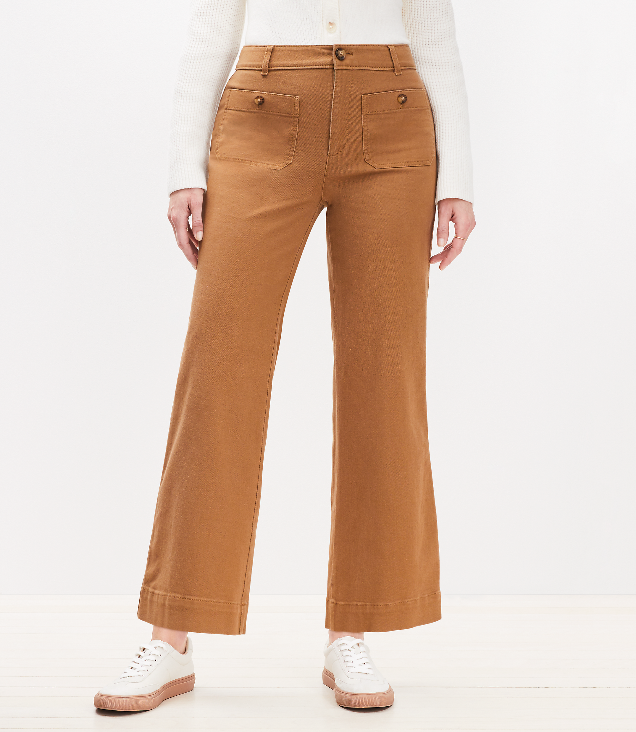 Curvy Palmer Wide Leg Crop Pants in Twill
