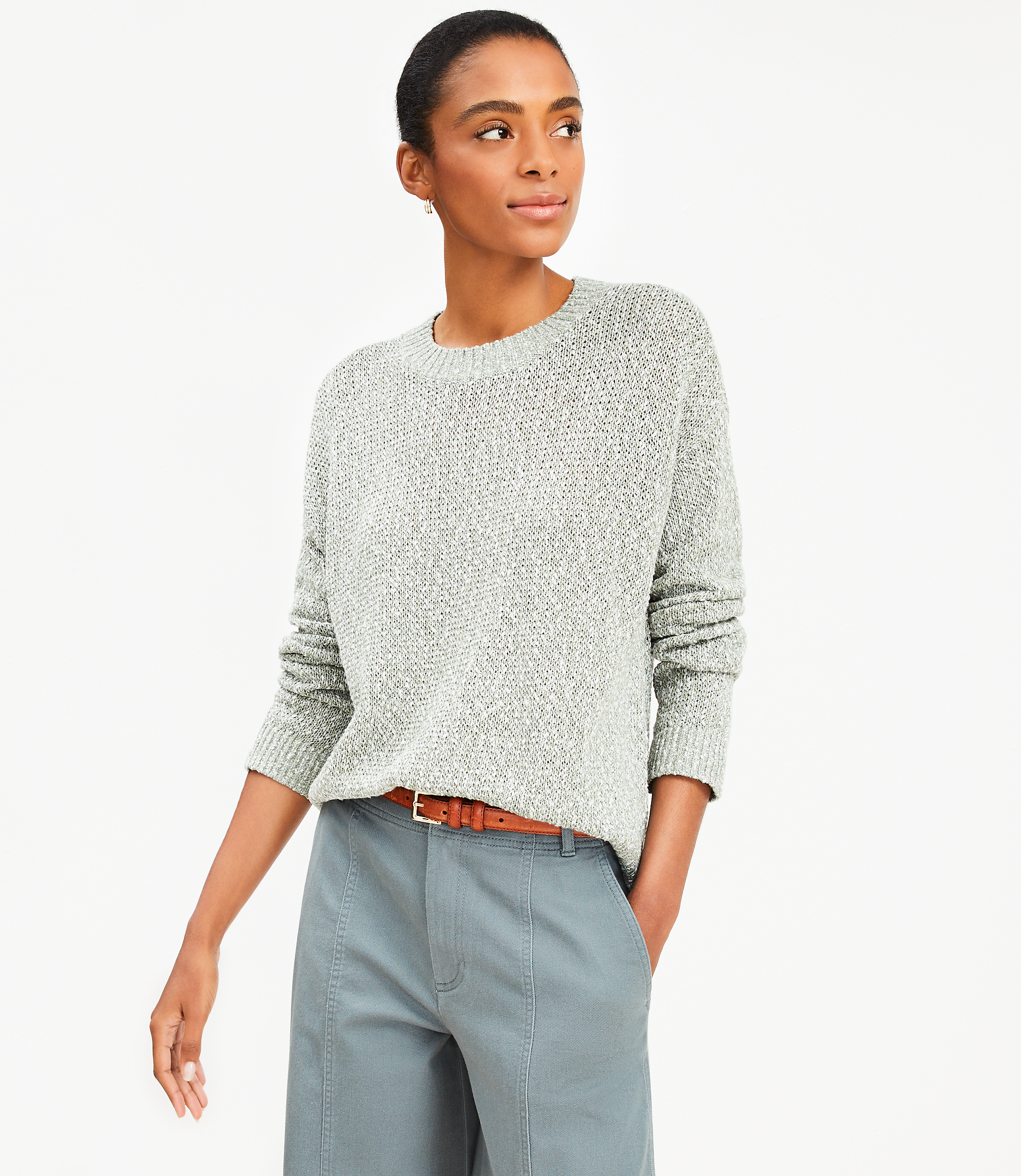 Marled Drop Shoulder Sweater