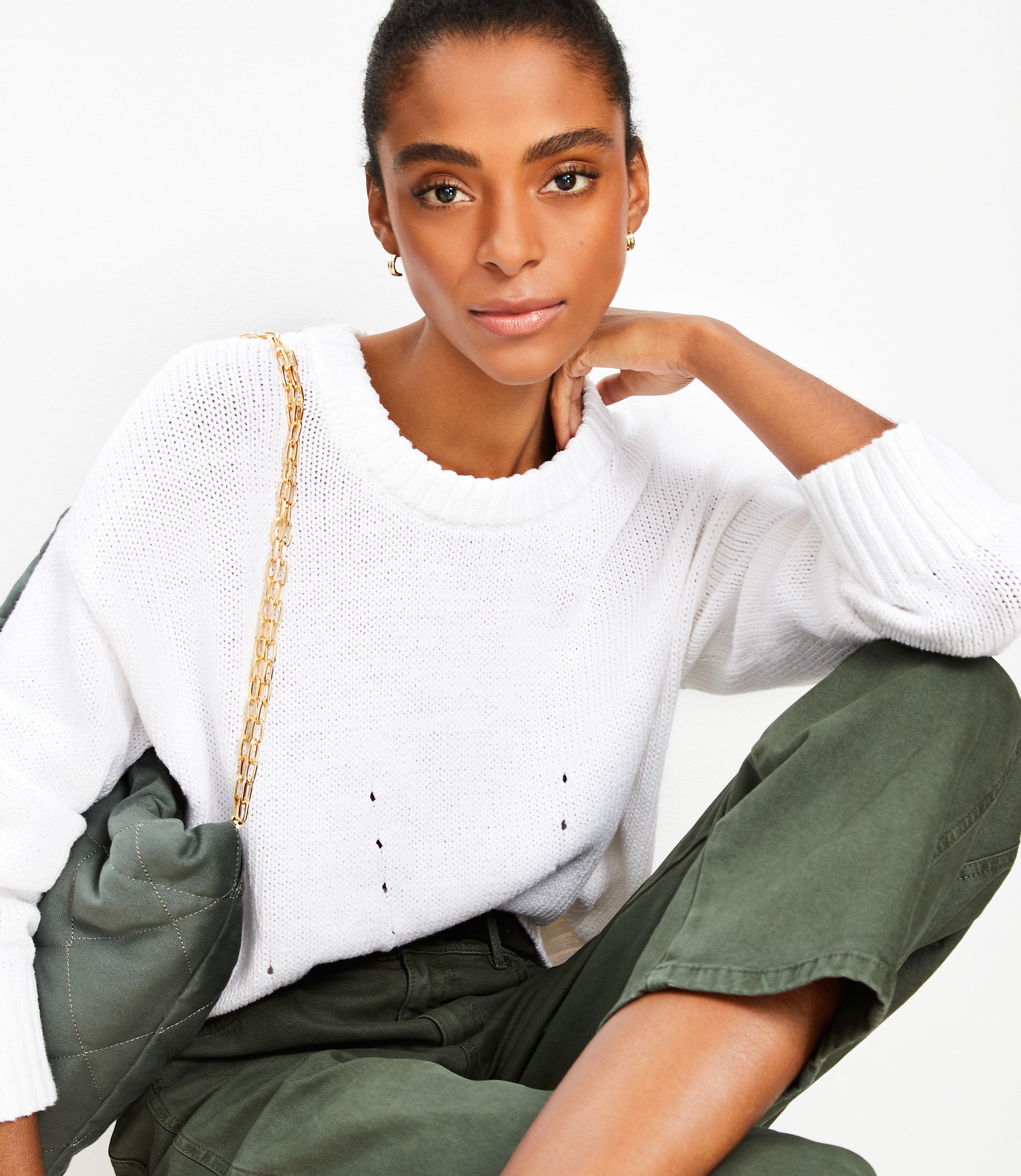 Pointelle Trim Sweater