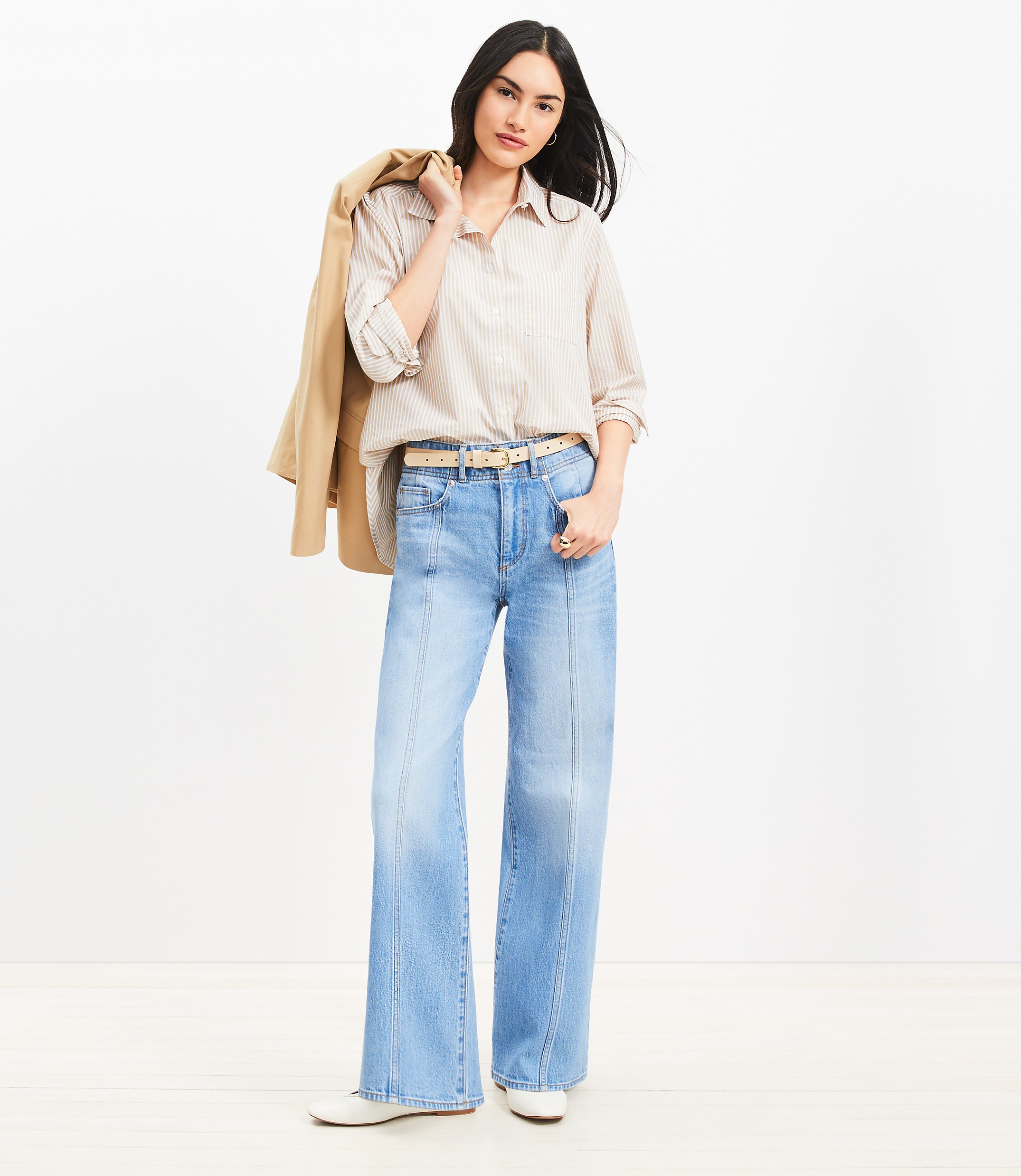 Petite Seamed Wide Leg Jeans in Bright Authentic Indigo
