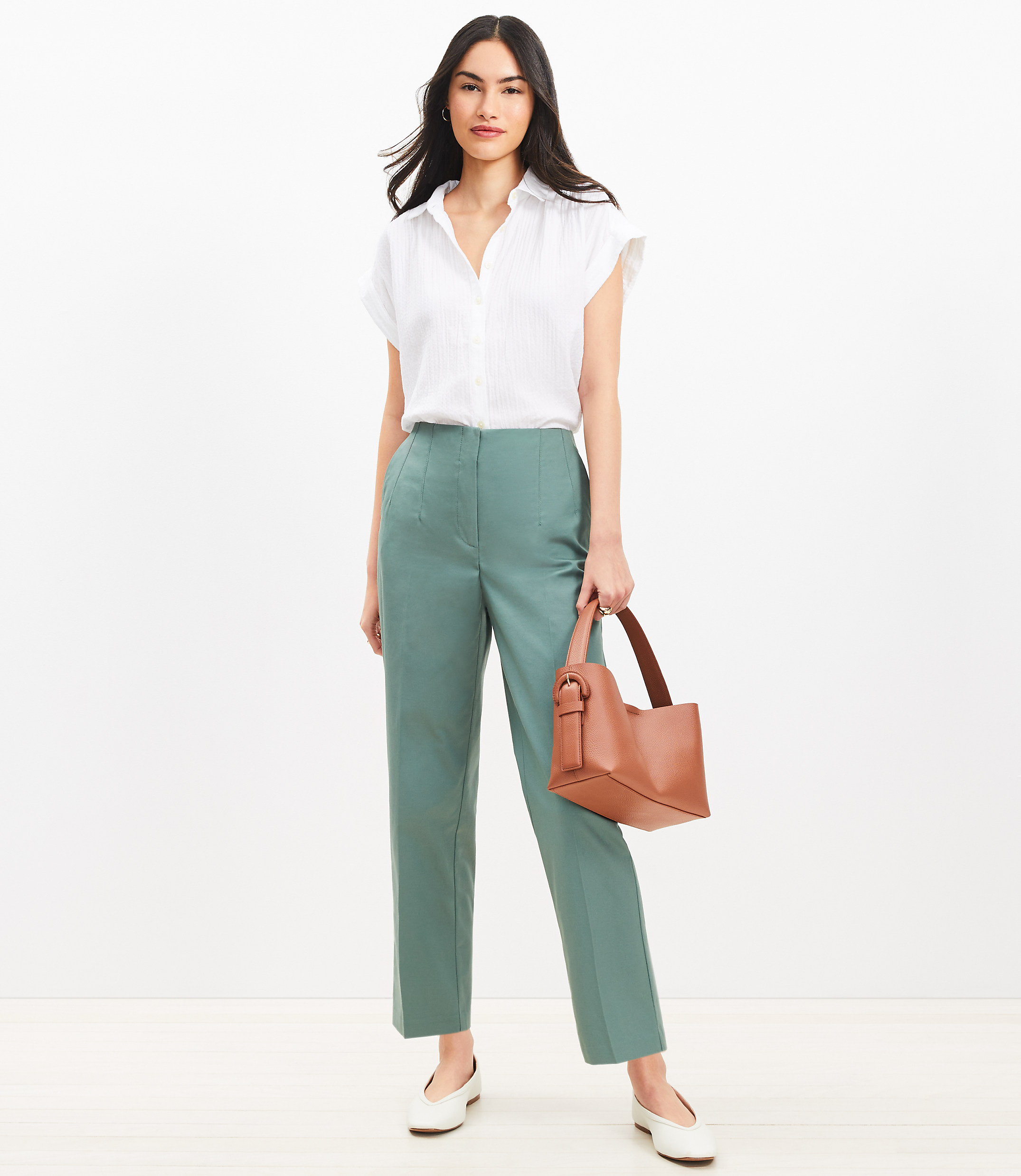 Darted Straight Pants in Twill
