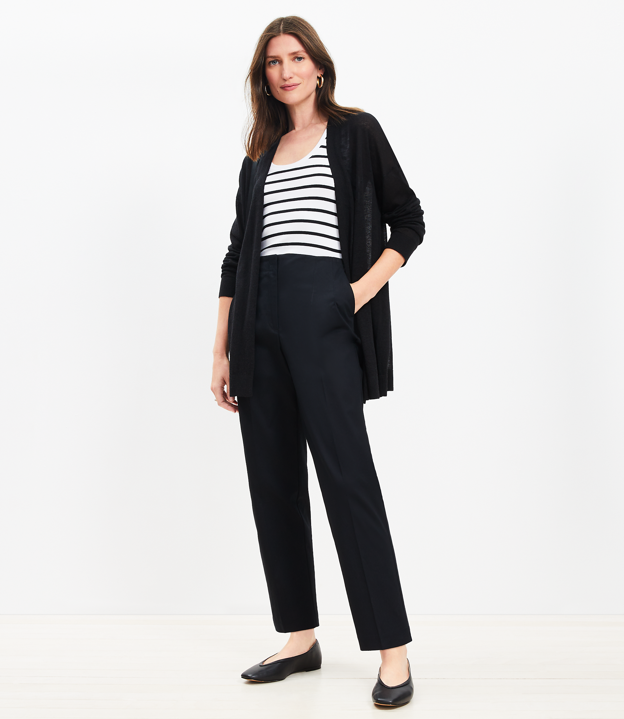 Petite Darted Straight Pants in Twill