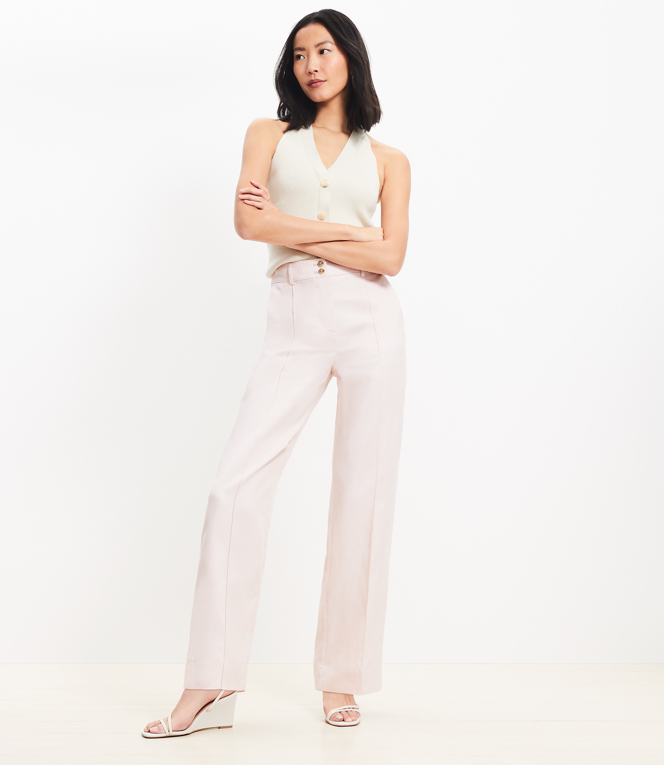 Petite Double Button Stovepipe Pants