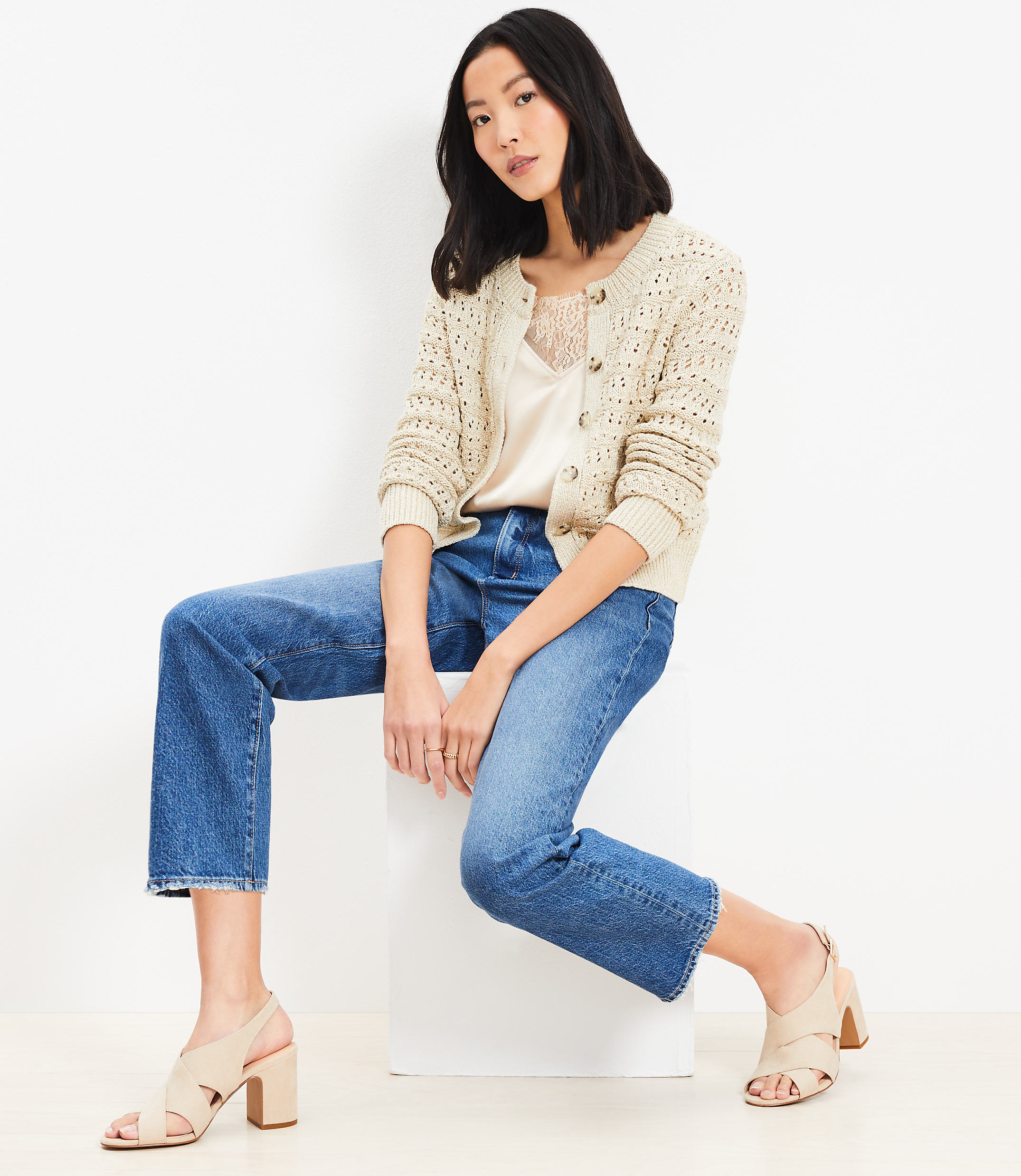 Shimmer Pointelle Cardigan