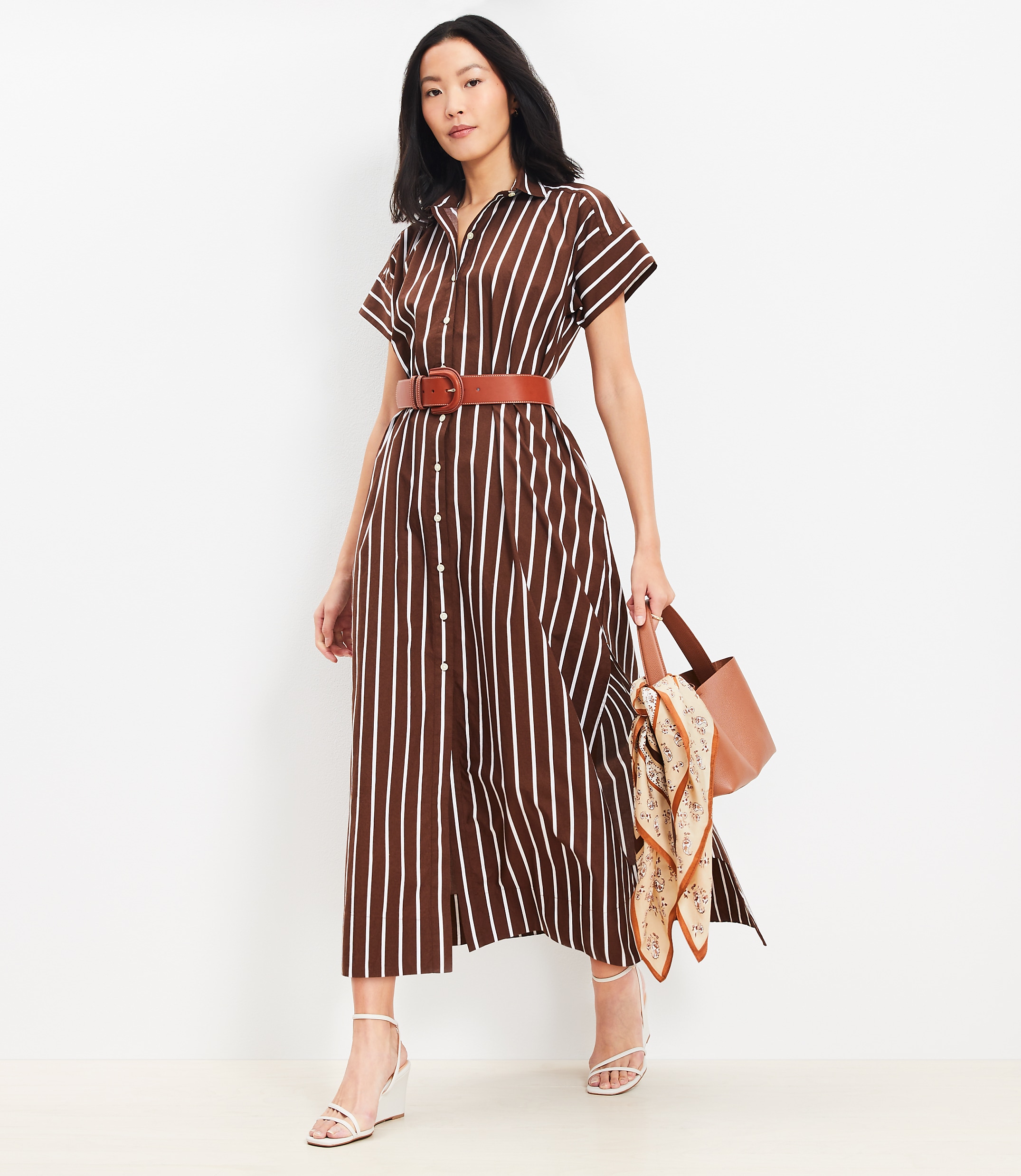 Striped Poplin Maxi Pocket Shirtdress