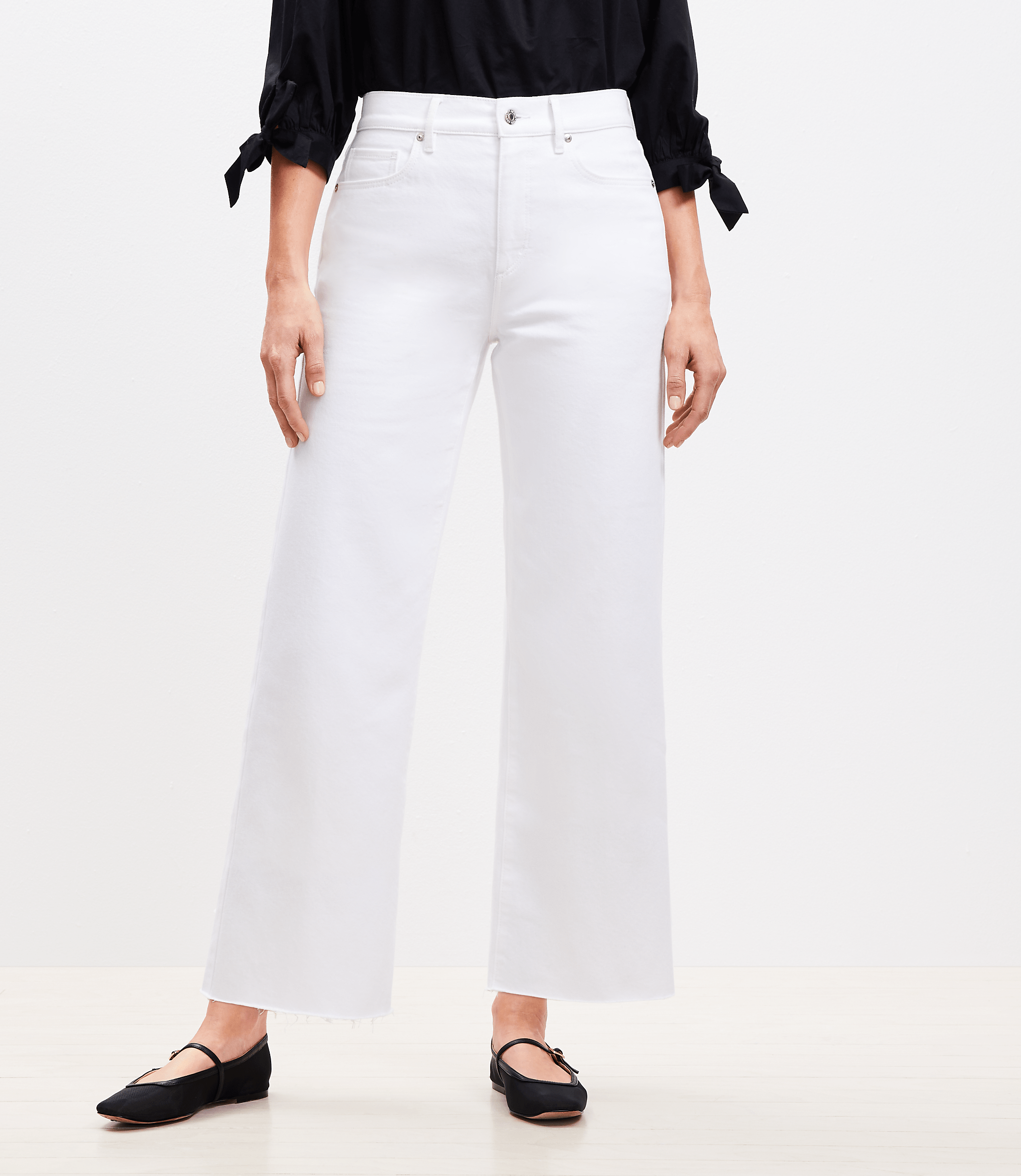 Curvy High Rise Wide Leg Crop Jeans in White