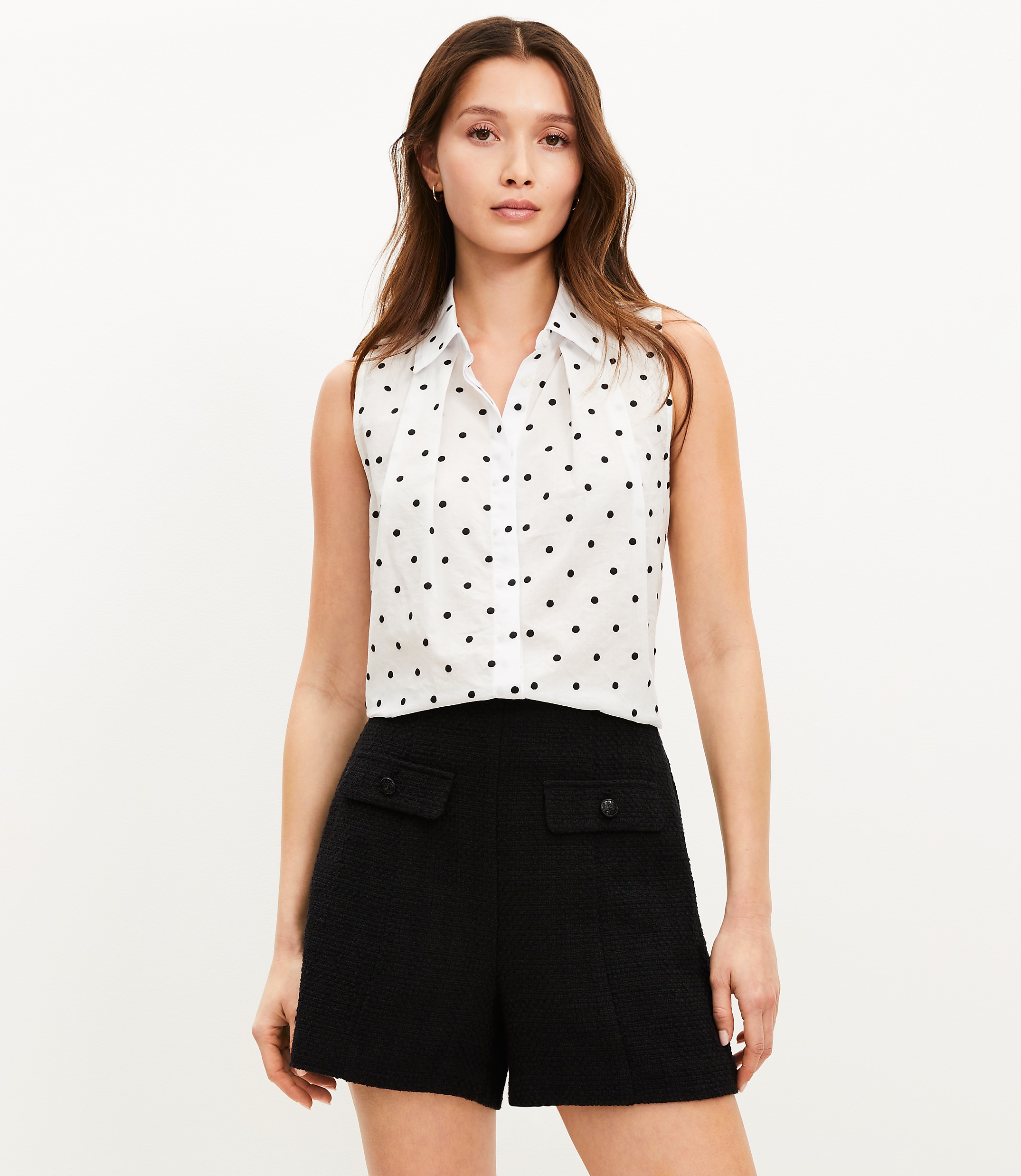 Petite Tweed Button Trim Shorts