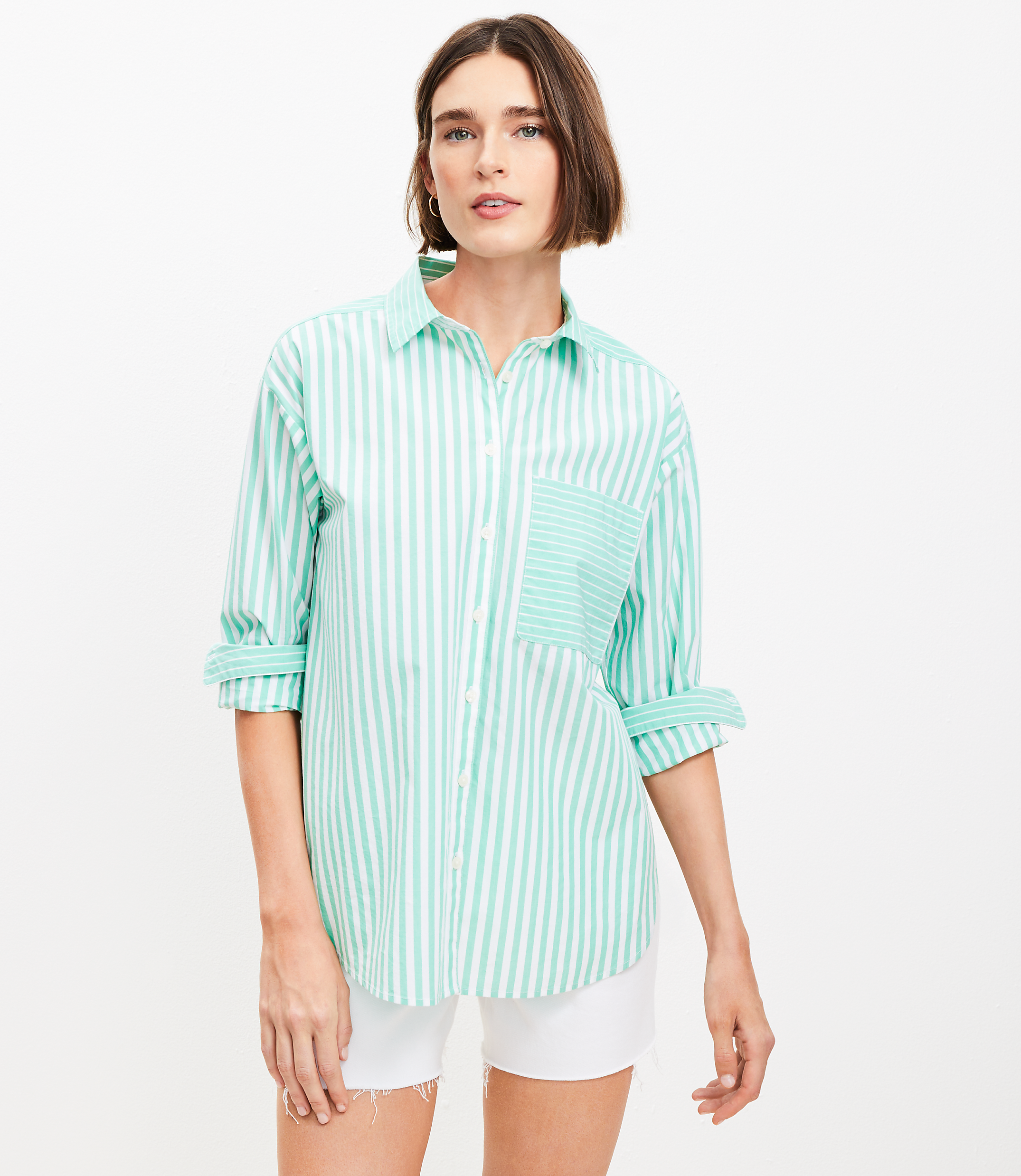 Striped Poplin Everyday Oversized Pocket Shirt