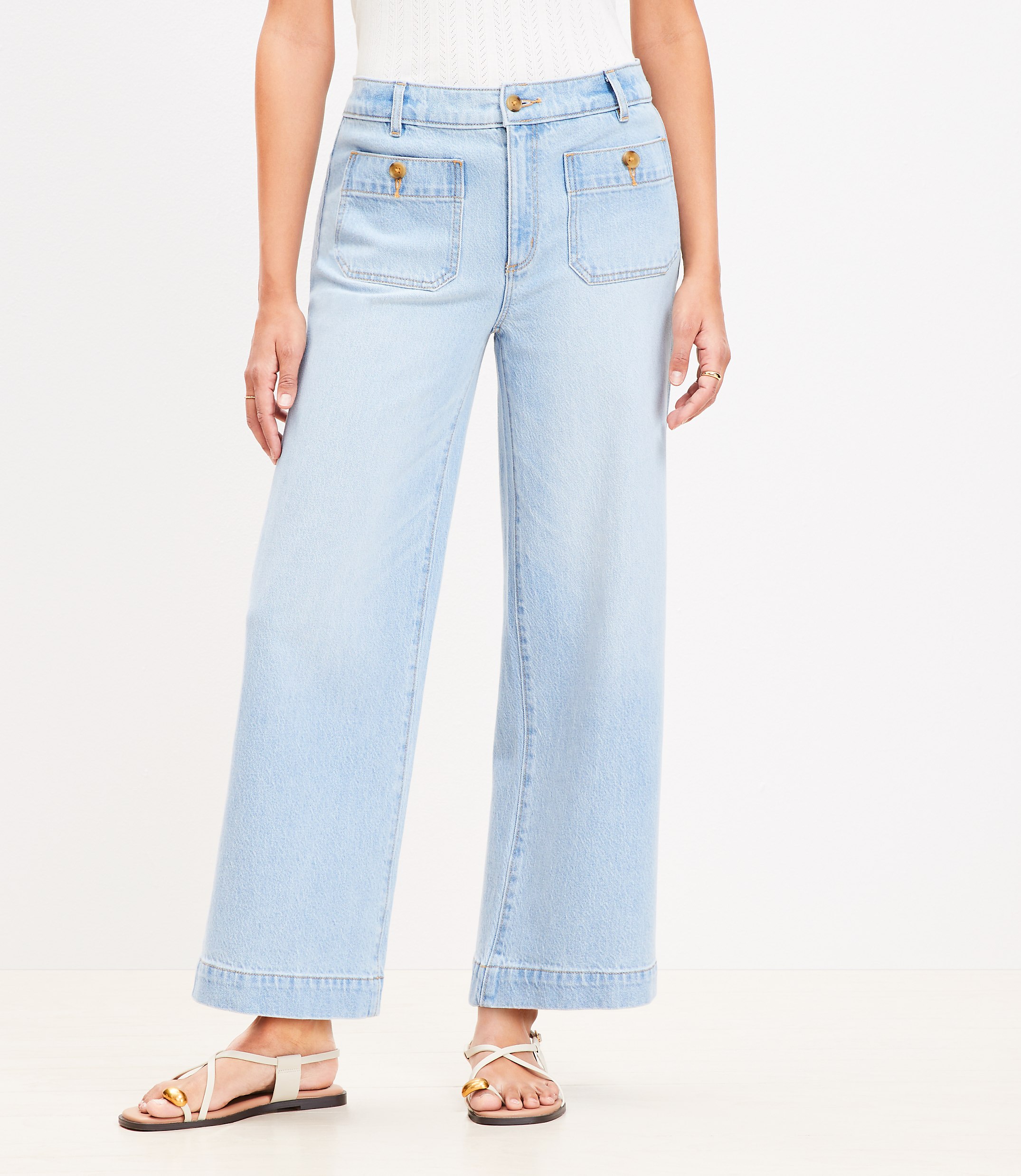 Curvy Palmer Wide Leg Crop Jeans in Light Vintage Indigo Wash