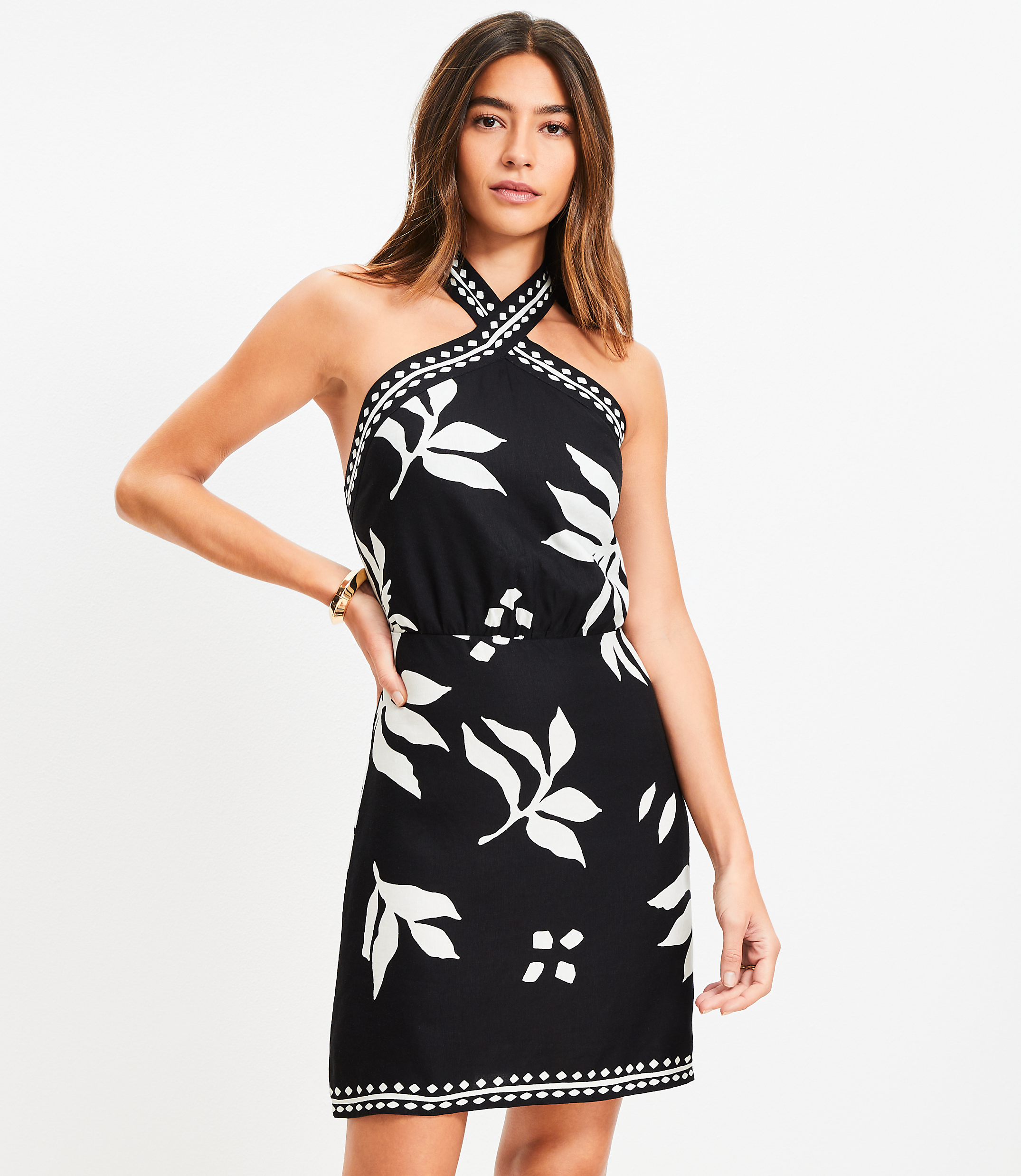 Fern Linen Blend Mini Halter Dress