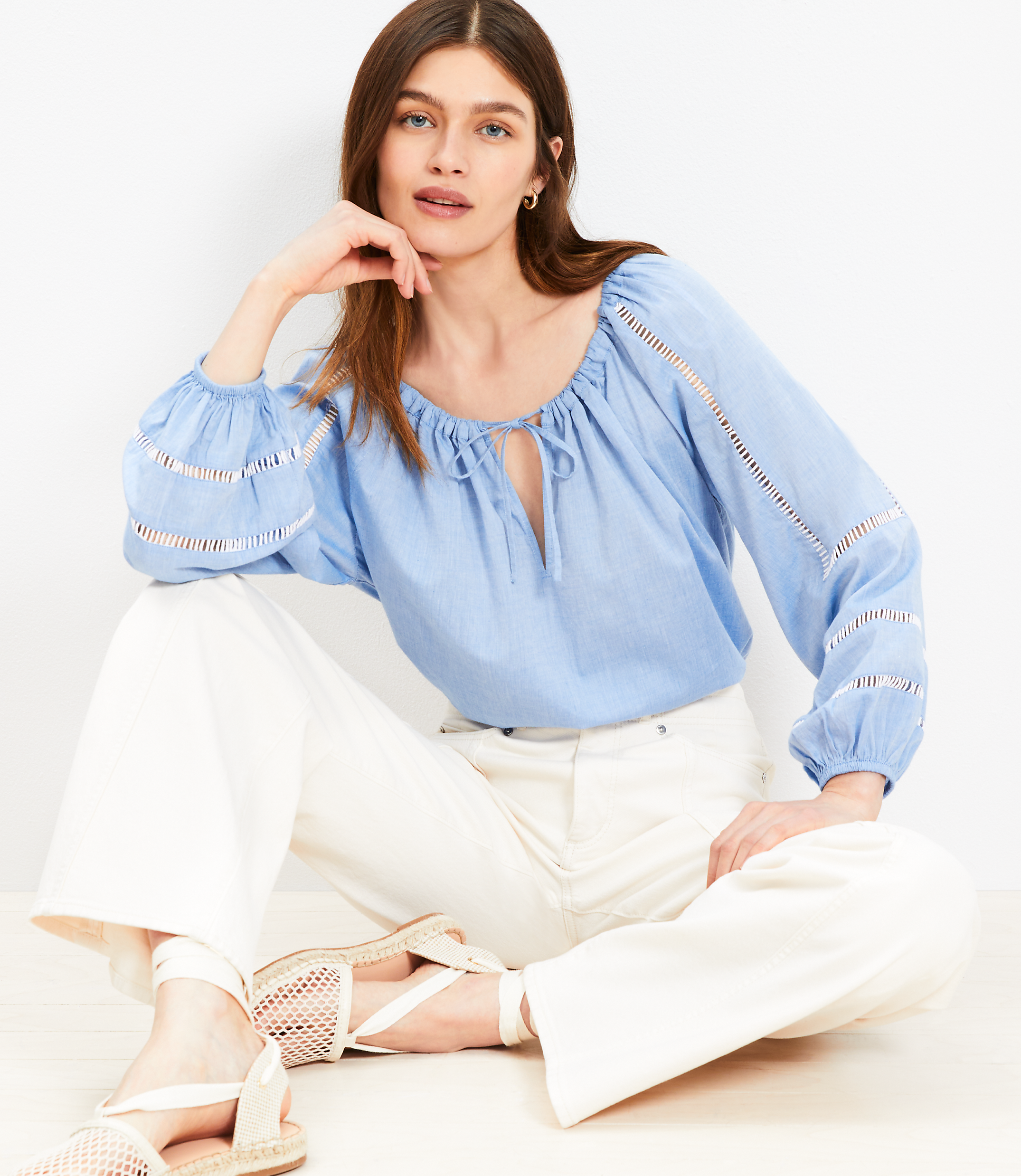 Cutout Tie Neck Blouse