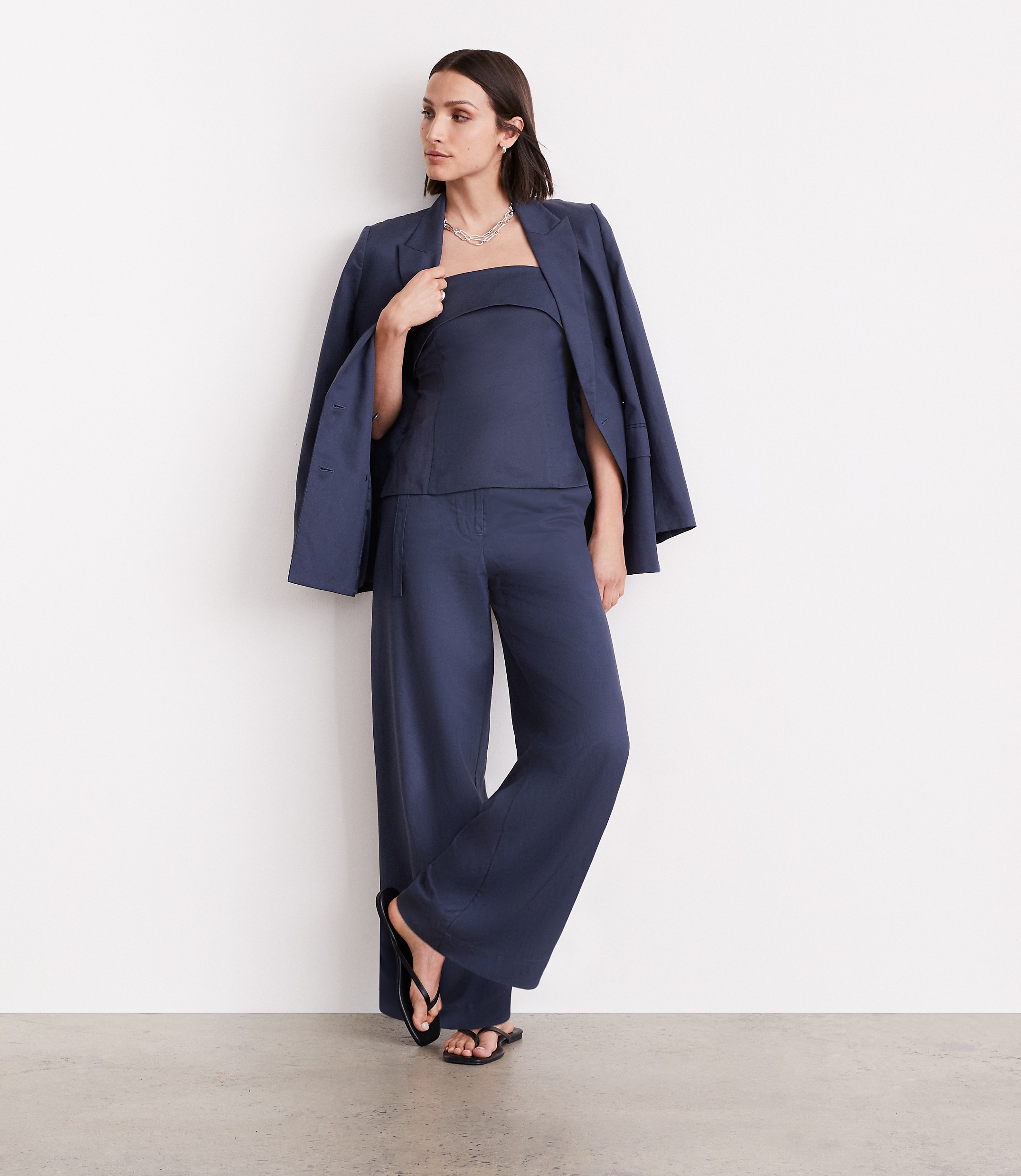 Petite LOFT Versa Pure Spun Belted Wide Leg Pants