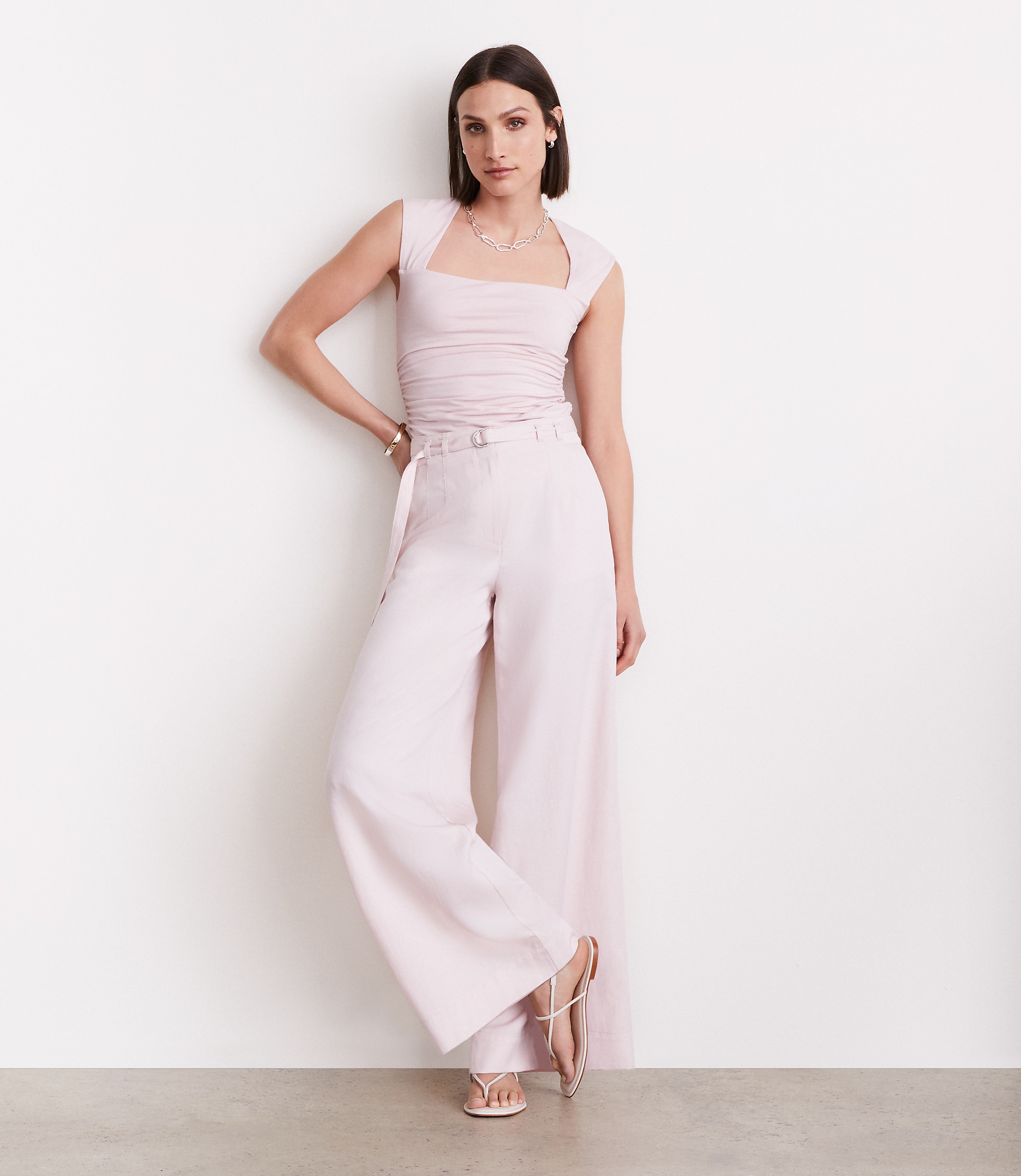 LOFT Versa 360 Knit Ruched Square Neck Bodysuit