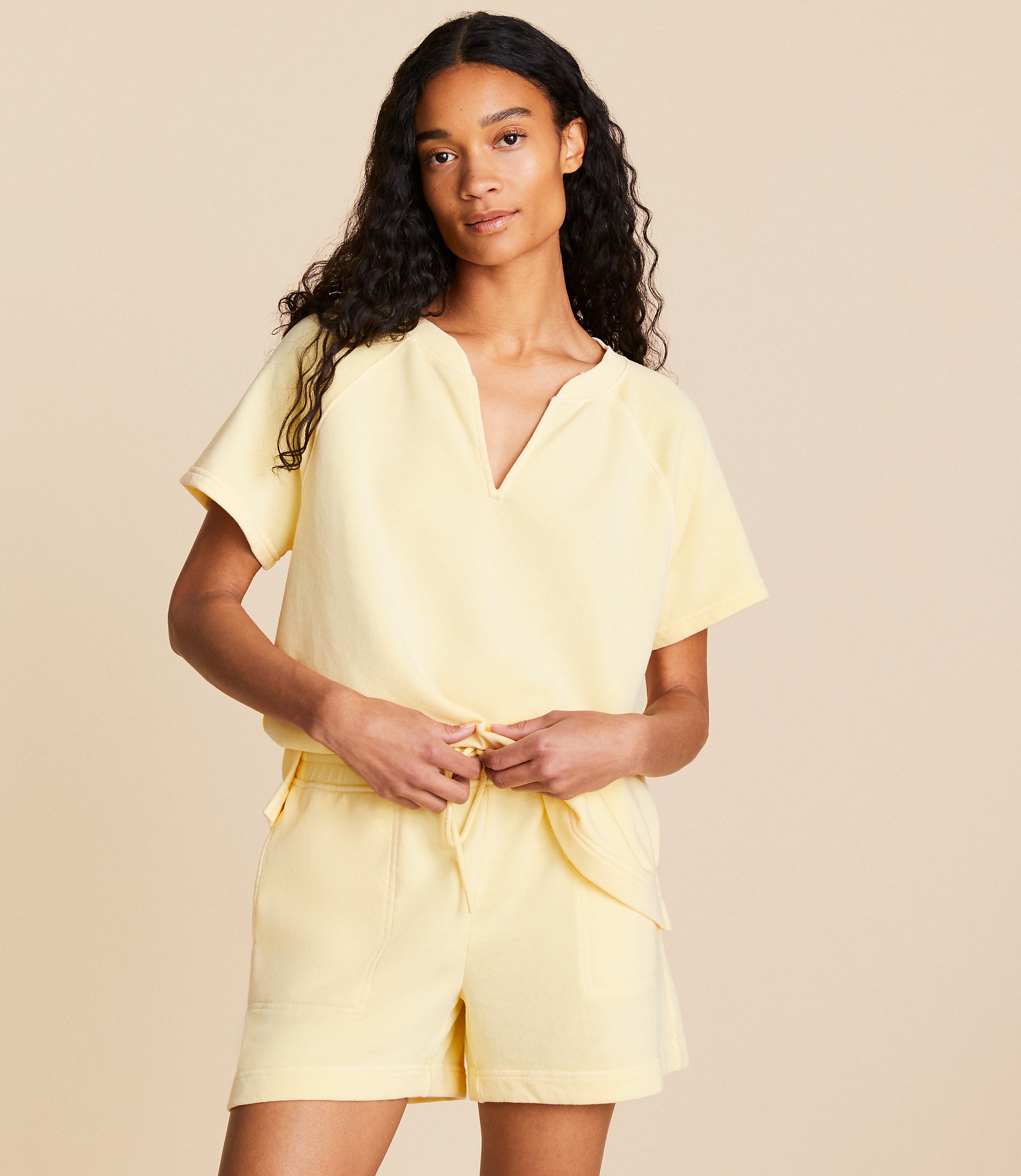 Lou & Grey Garment Dyed Terrysoft Split Neck Tee