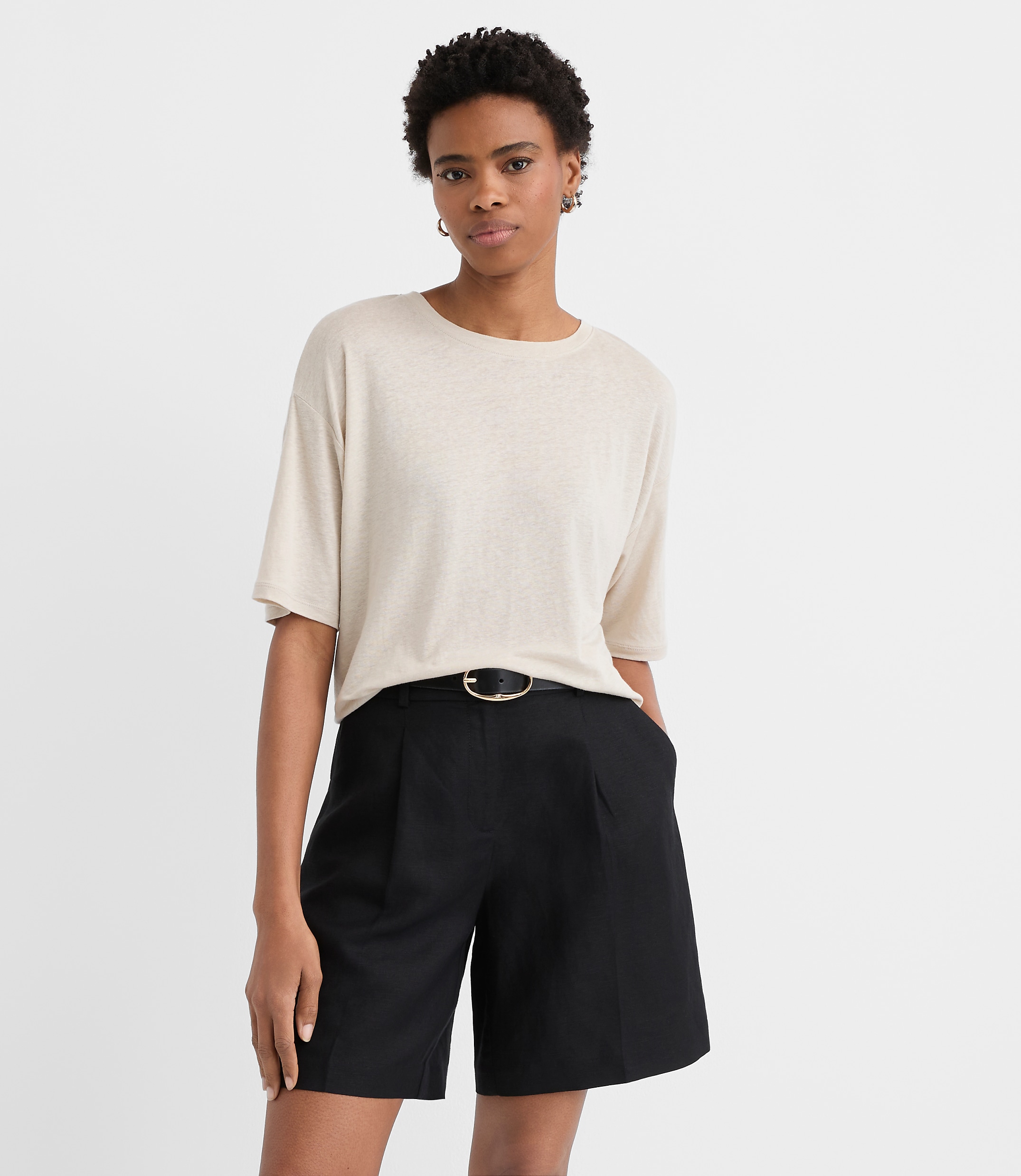 Petite Linen Blend Modern Tee
