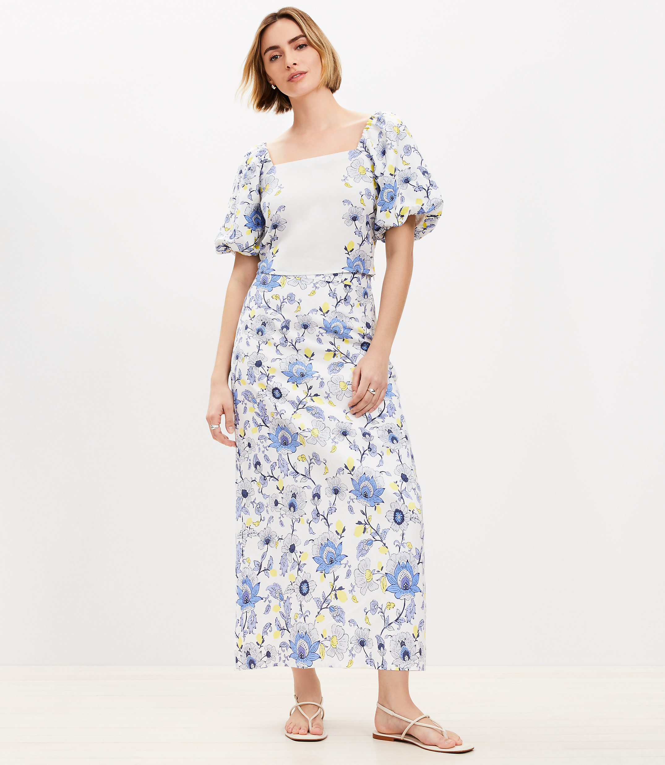 Garden Linen Blend Midi Skirt