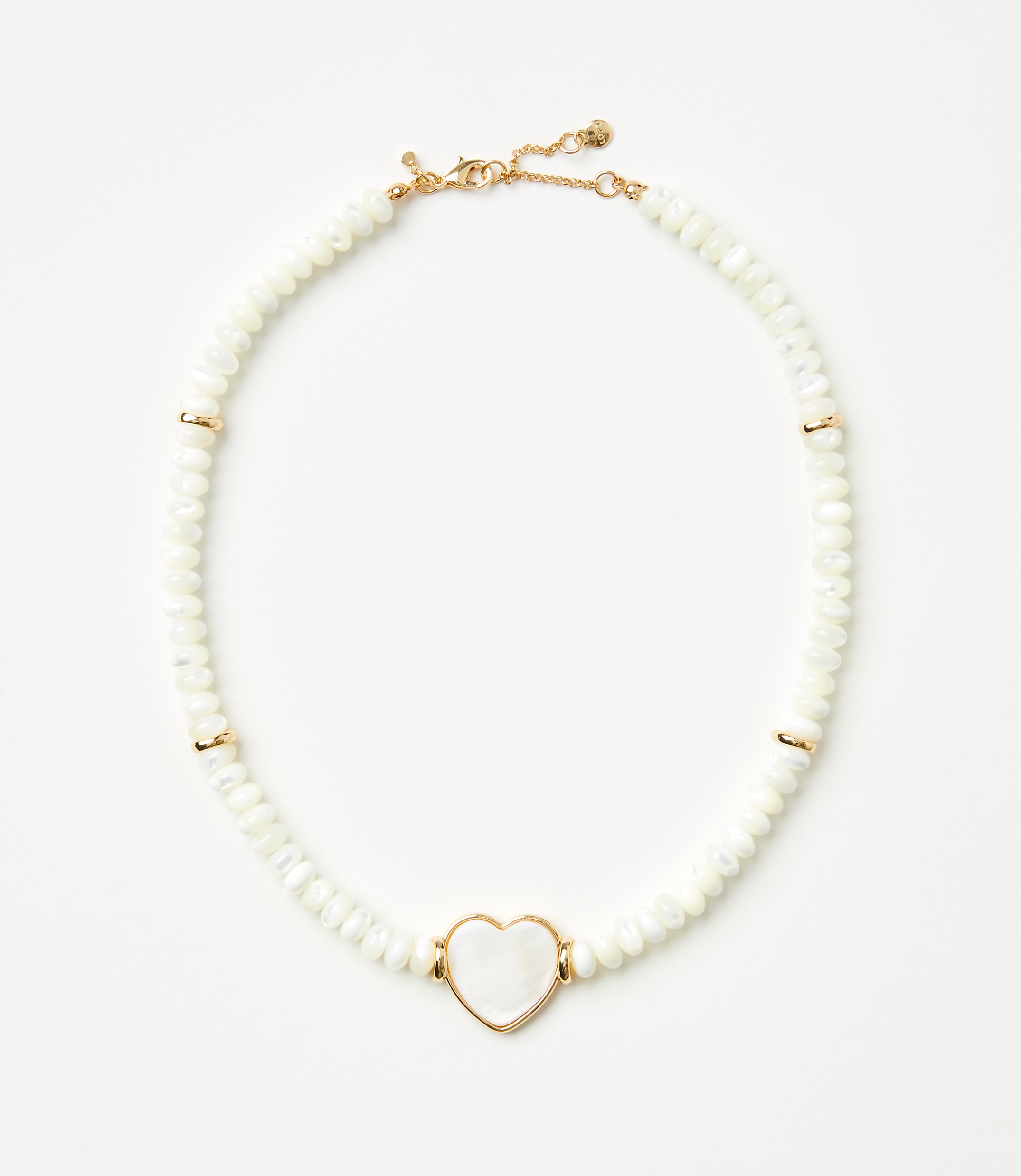 Mother Of Pearl Heart Beaded Statement Necklace