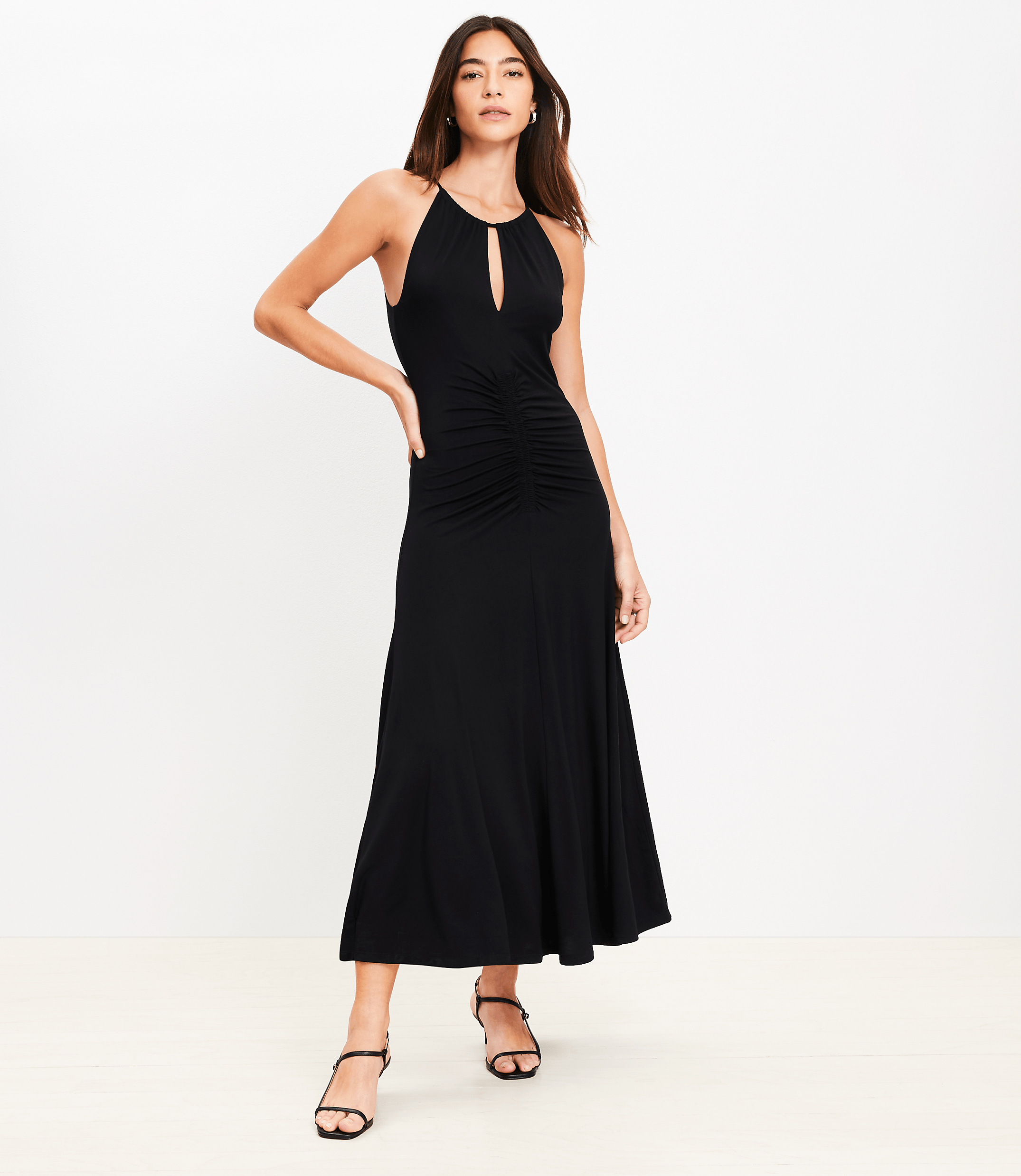 Ruched Midi Halter Dress