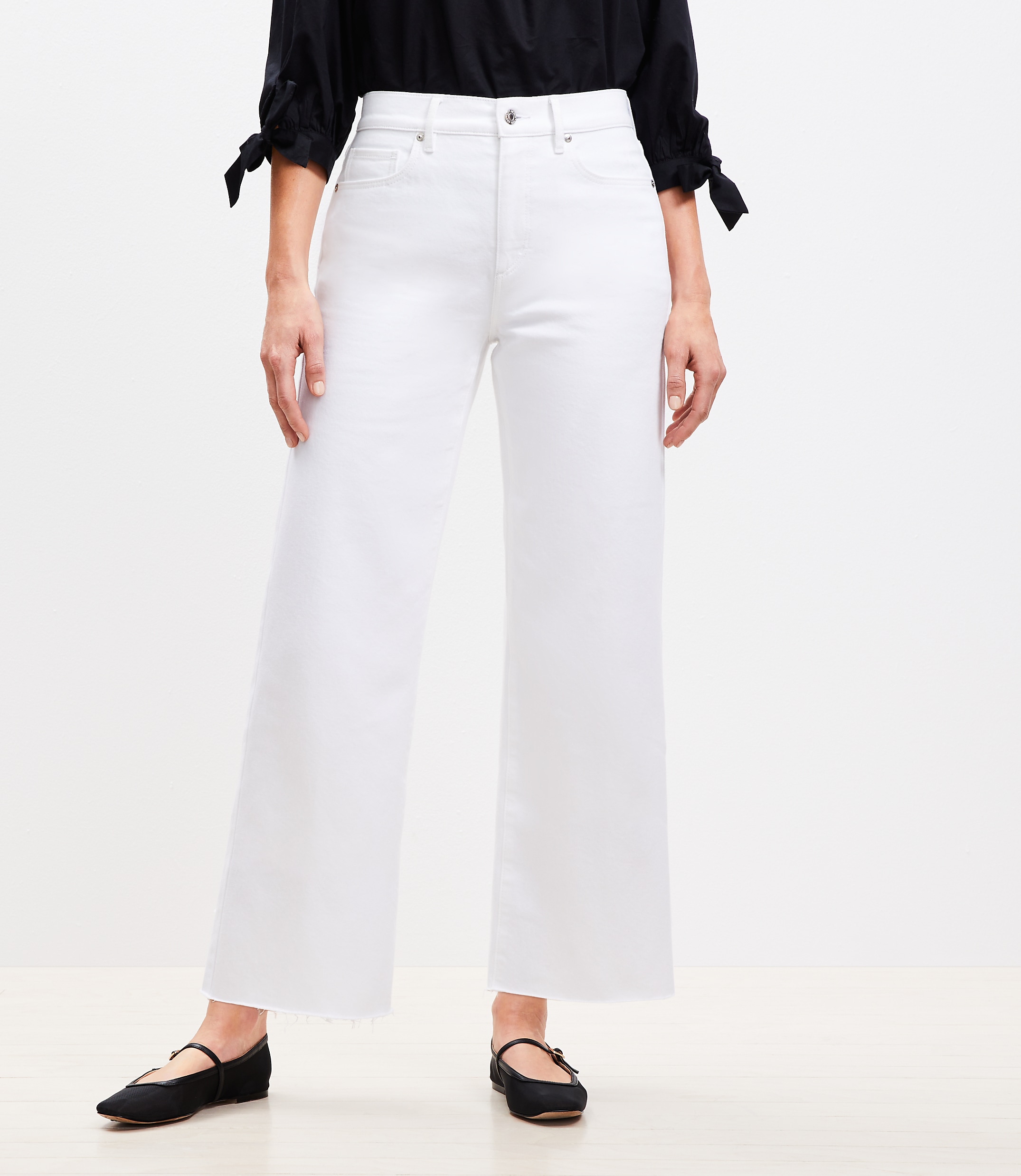 Petite Curvy High Rise Wide Leg Crop Jeans in White