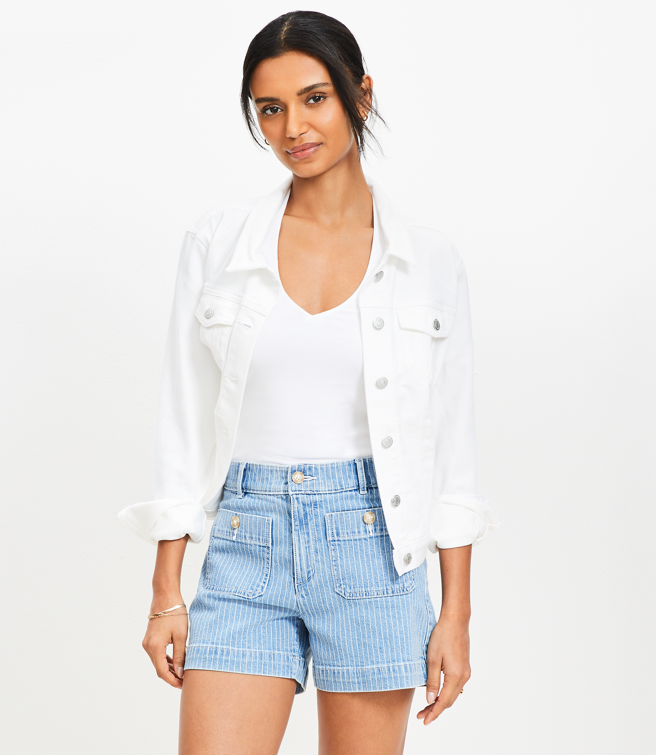 Palmer Denim Shorts in Blue Stripe