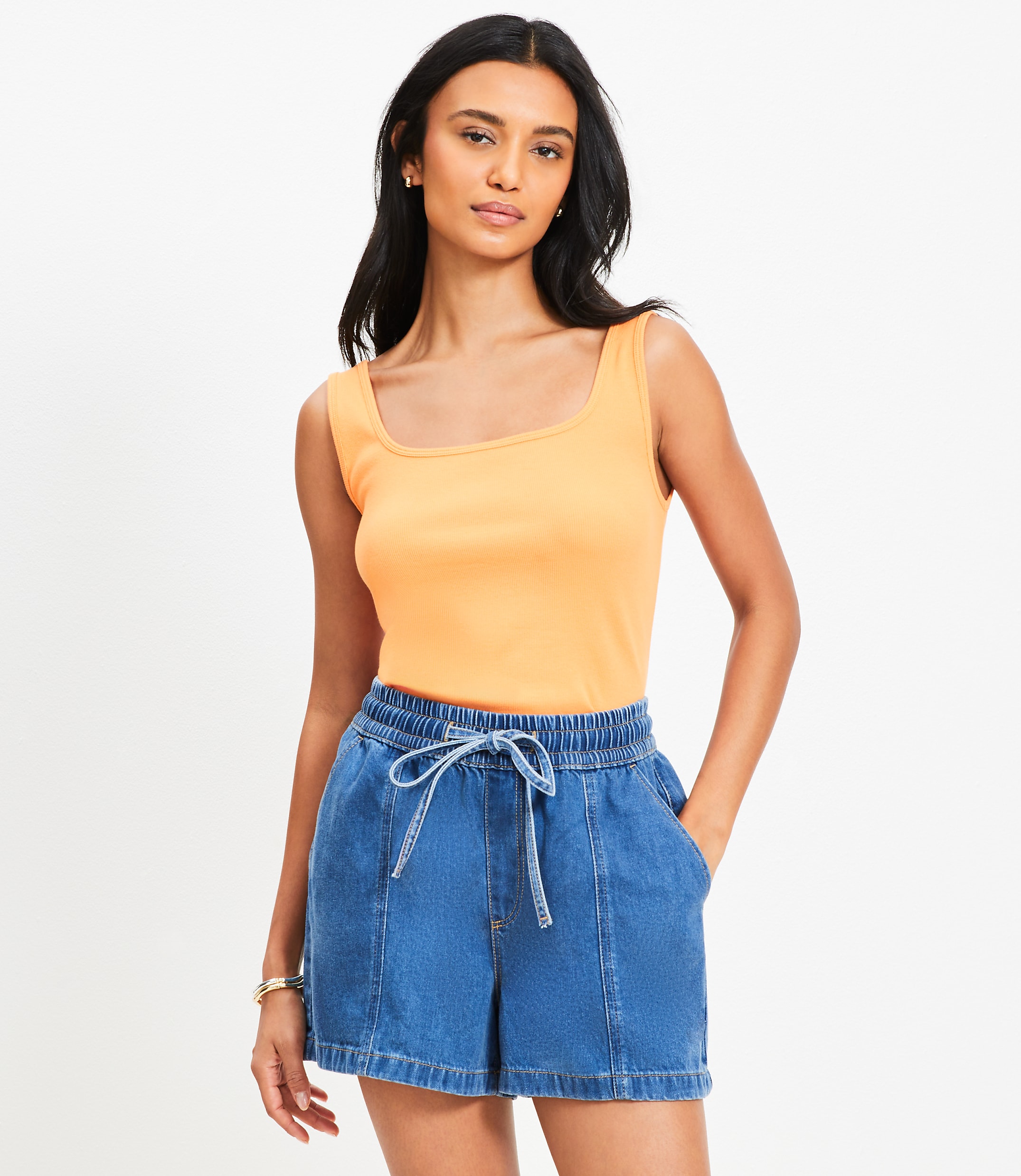Perfect Ribbed Square Neck Tank Top
